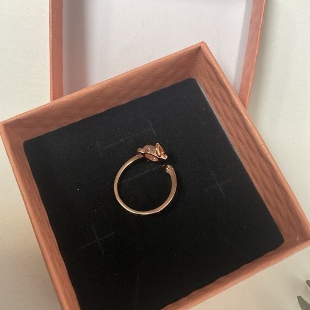 The Unbranded Brand NWOB Open Ring Pink Opal Simulated Kitty Cat Adjustable Ring Size ONE SIZE - 8 Thumbnail