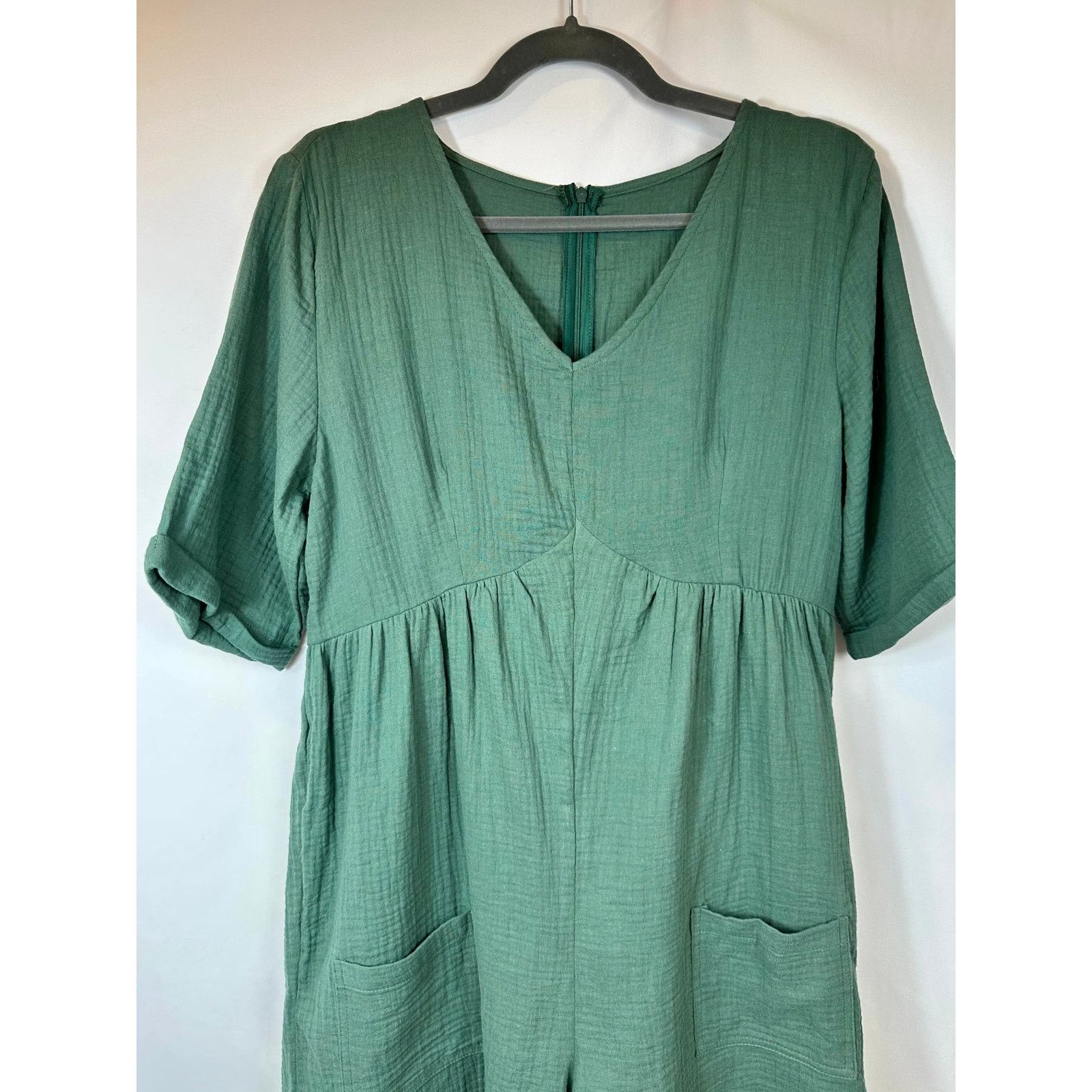 Other Cupshe Romper V Neck Wide Leg Pockets Beach Green L Size 32" / US 10 / IT 46 - 10 Thumbnail