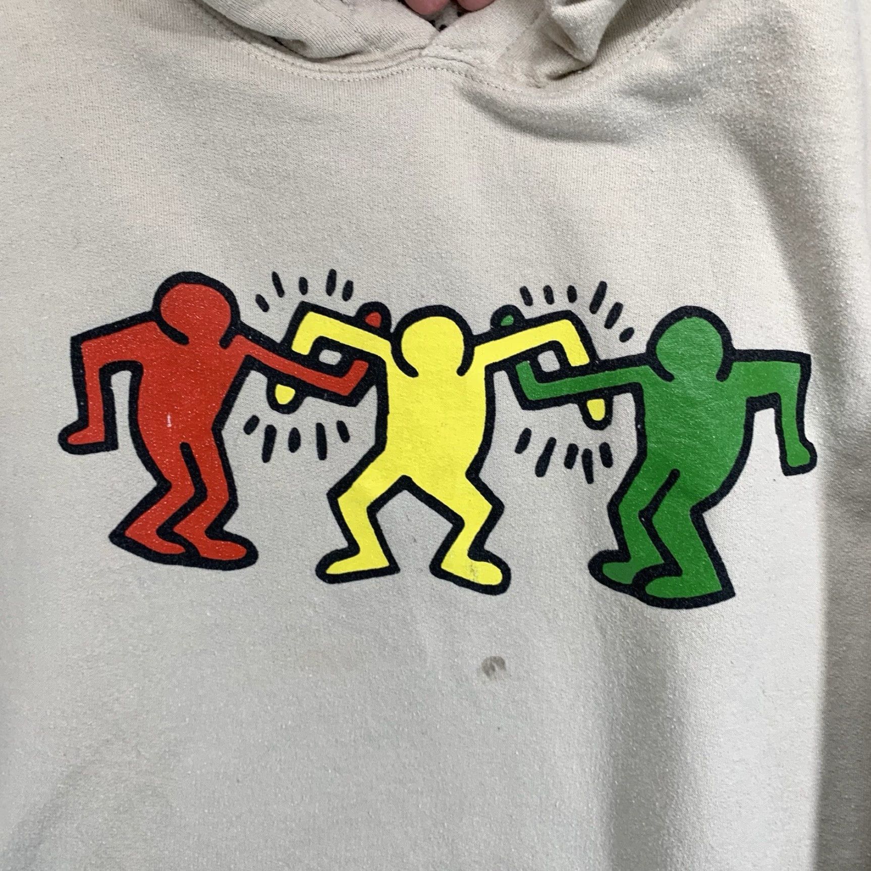 Vintage VINTAGE Keith Haring Hoodie Unisex Adults Medium Beige Art Sweatshirt 80s 90s Graphic Print Pullover Size US M / EU 48-50 / 2 - 2 Thumbnail