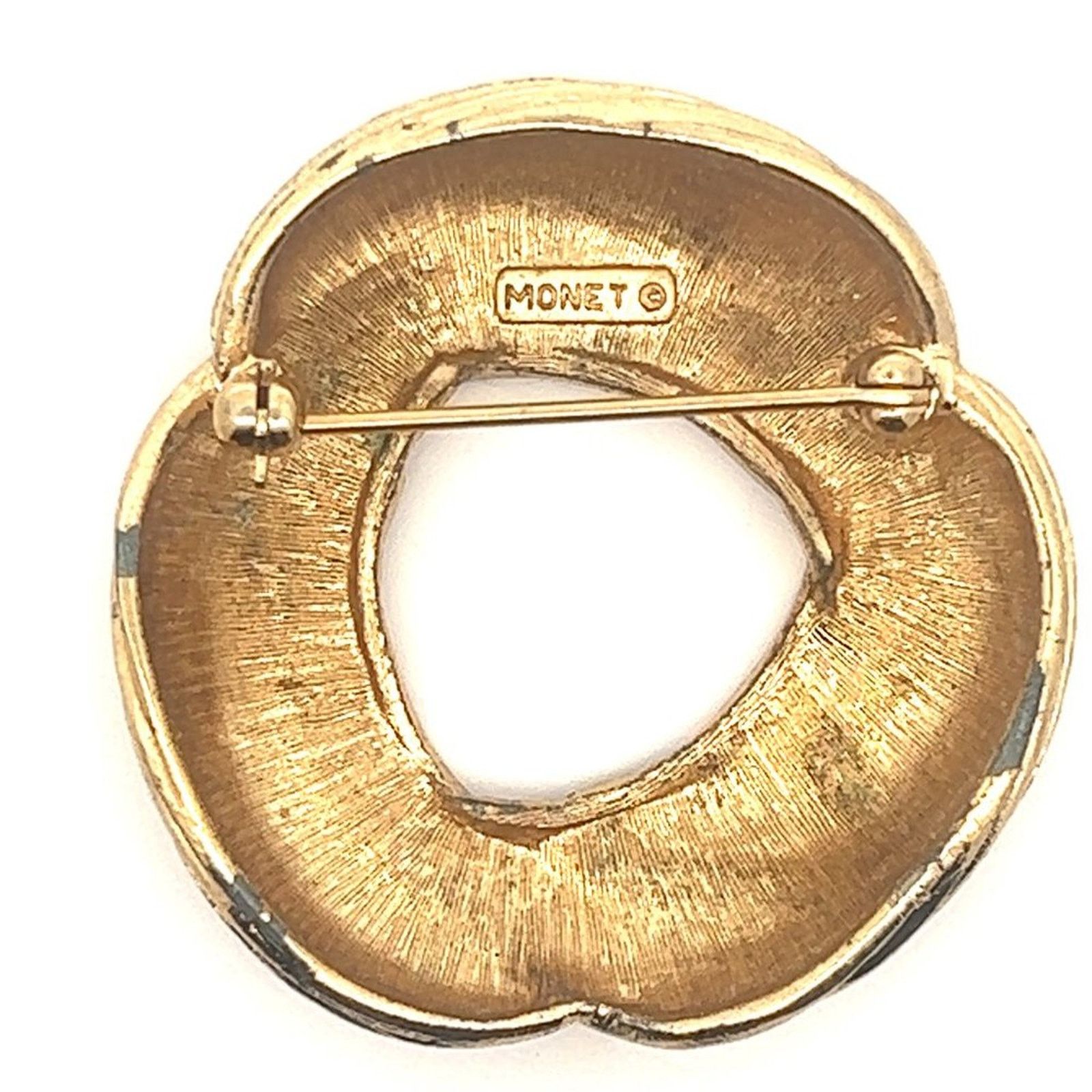 Monet Vintage Monet Golden tone brush Circle Swirl Brooch Pin Size ONE SIZE - 2 Thumbnail