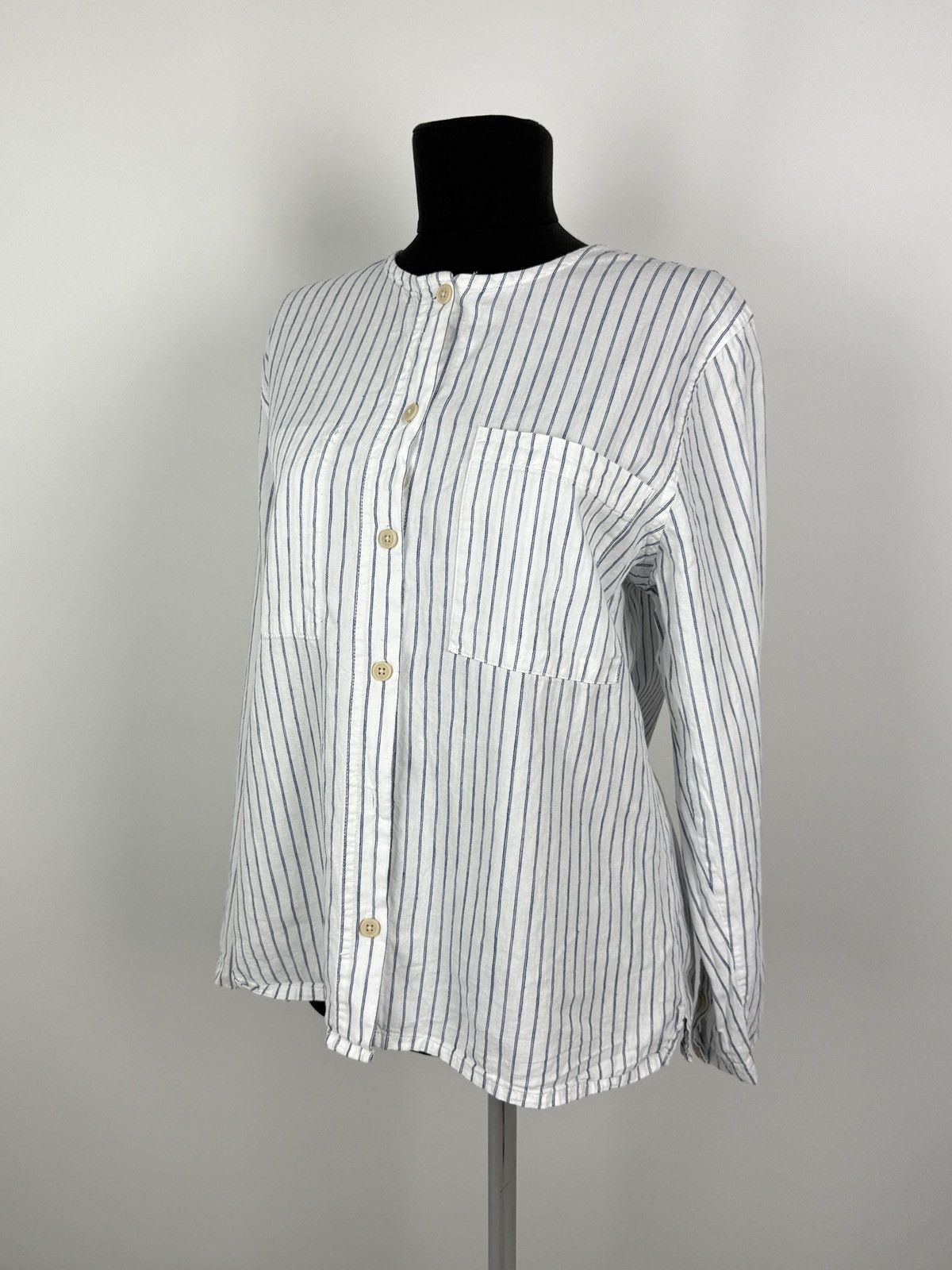 Folk Folk Hickory Stripe Colarless Button Up Shirt Blouse 3 Size M / US 6-8 / IT 42-44 - 11 Thumbnail