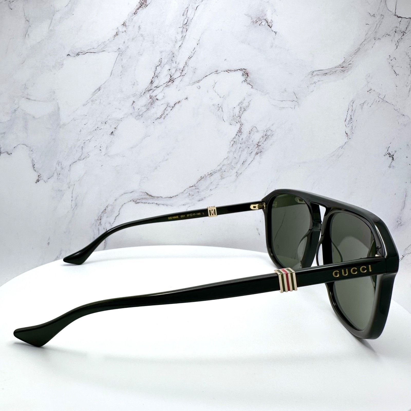 Gucci New GUCCI Sunglasses Black Aviator Pilot Gold Logo Metal Size ONE SIZE - 10 Thumbnail