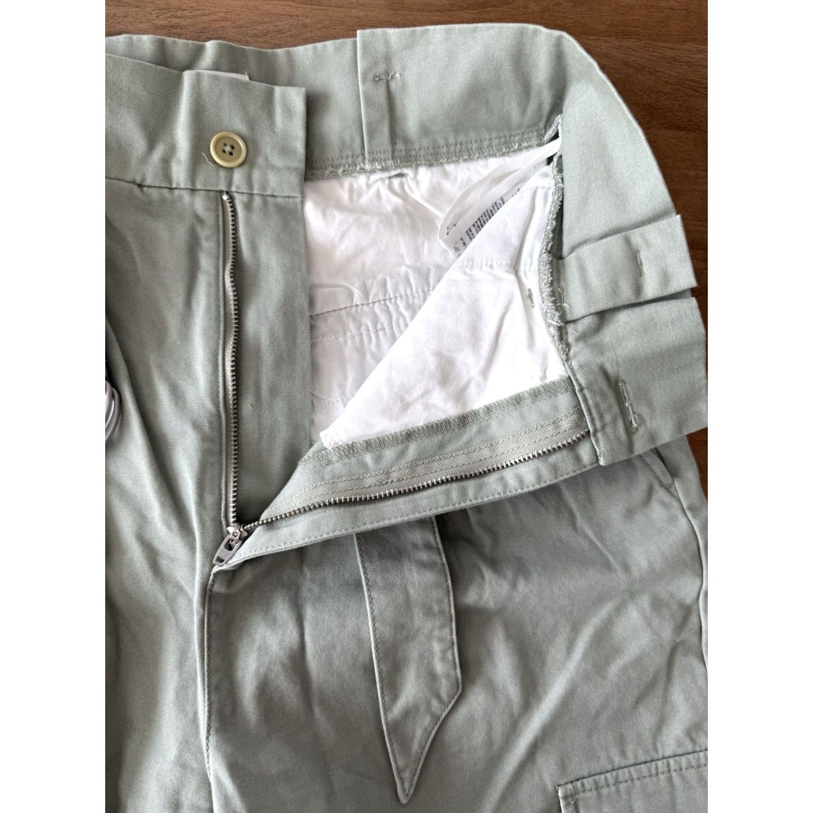 Vintage Sunday Best Cargo Pants Womens Size 6 Sage Green Belted Twill Cotton High Rise Regular Tapered 90s Bohemian City Grunge Hip Hop Y2K Style pants Size 28" / US 6 / IT 42 - 6 Thumbnail