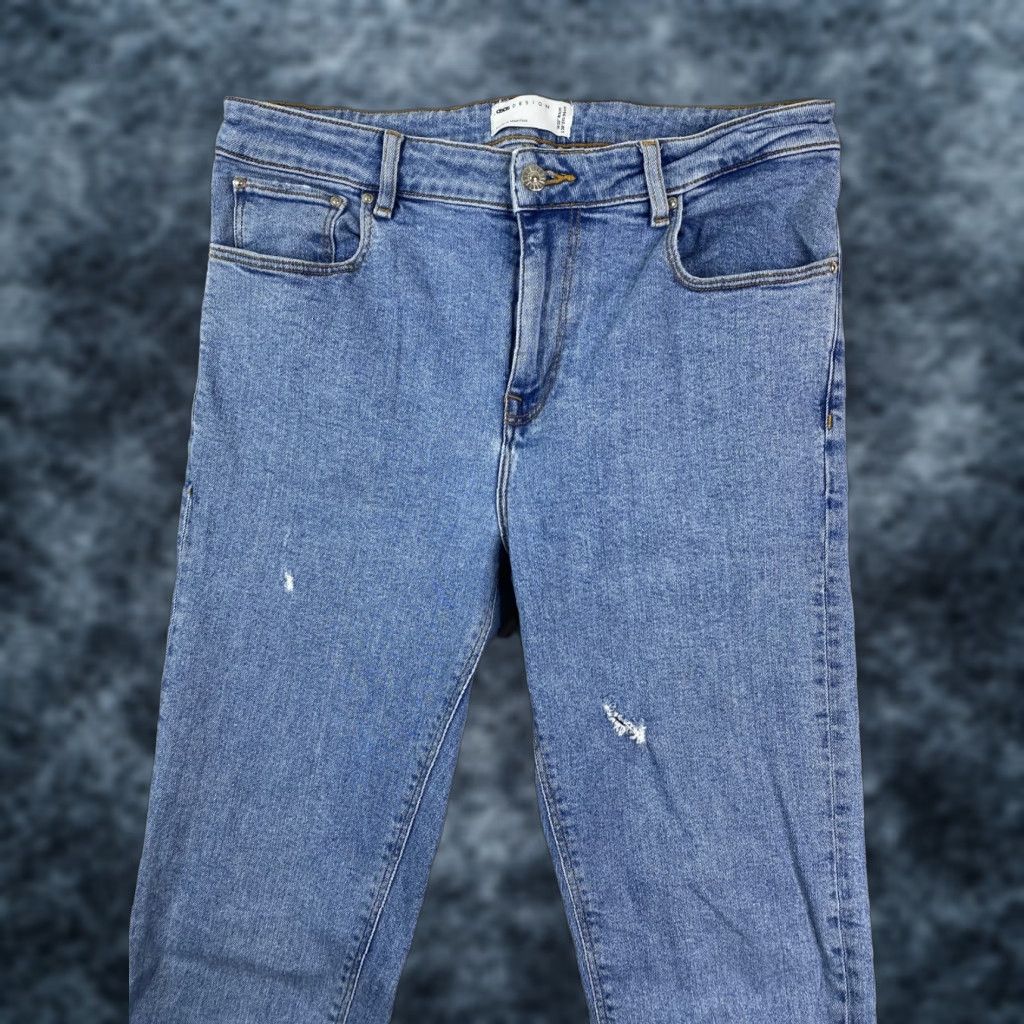 Asos ASOS Design Mens Jeans Size 32X38 Skinny Leg Stretch Denim Distressed Light Wash Size US 32 / EU 48 - 1 Thumbnail