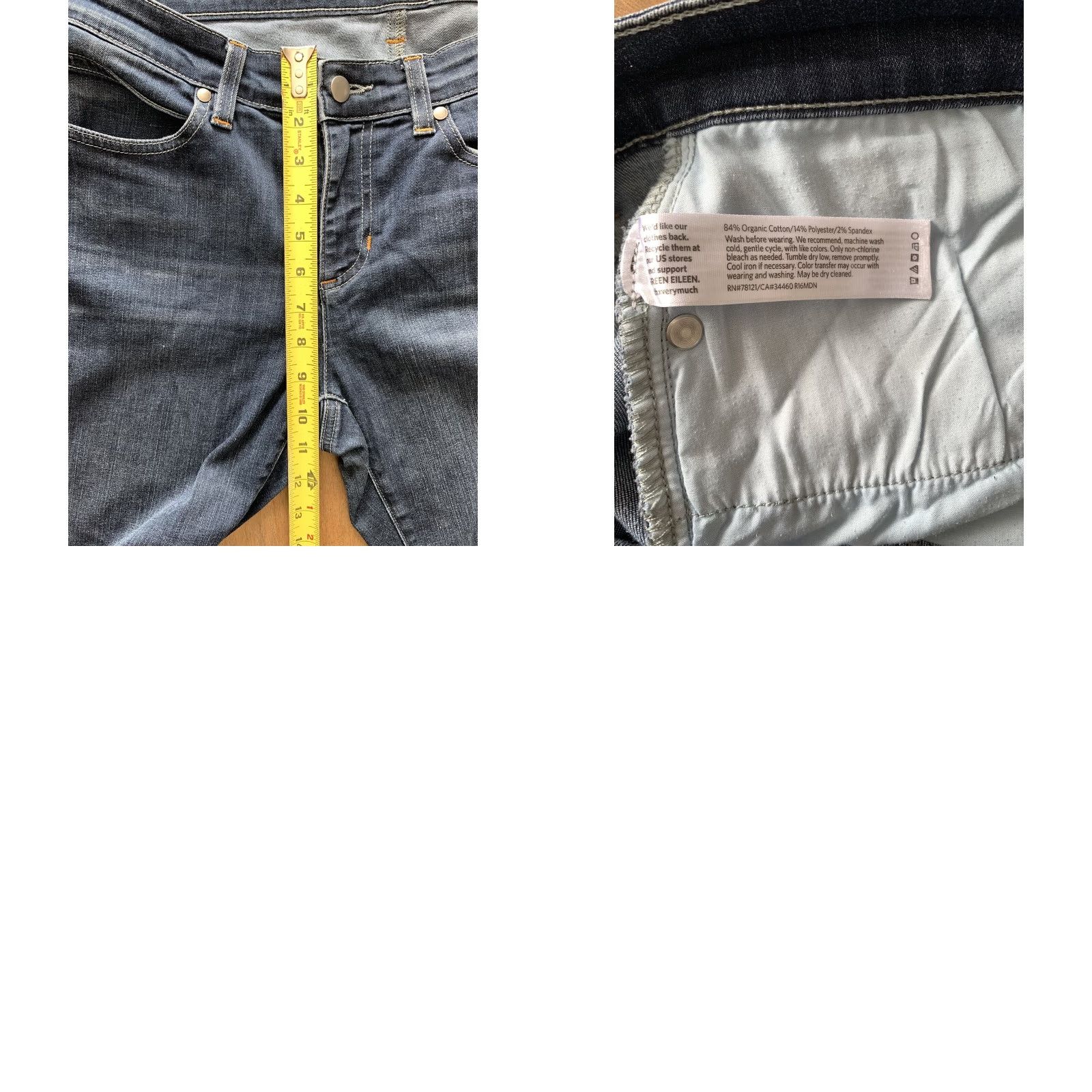 Eileen Fisher EILEEN FISHER Jeans Women's 32x28 Dark Wash Denim Mid Rise Stretch Skinny 10 Blue City College Preppy Modern Womens Size 32" / US 10 / IT 46 - 8 Thumbnail
