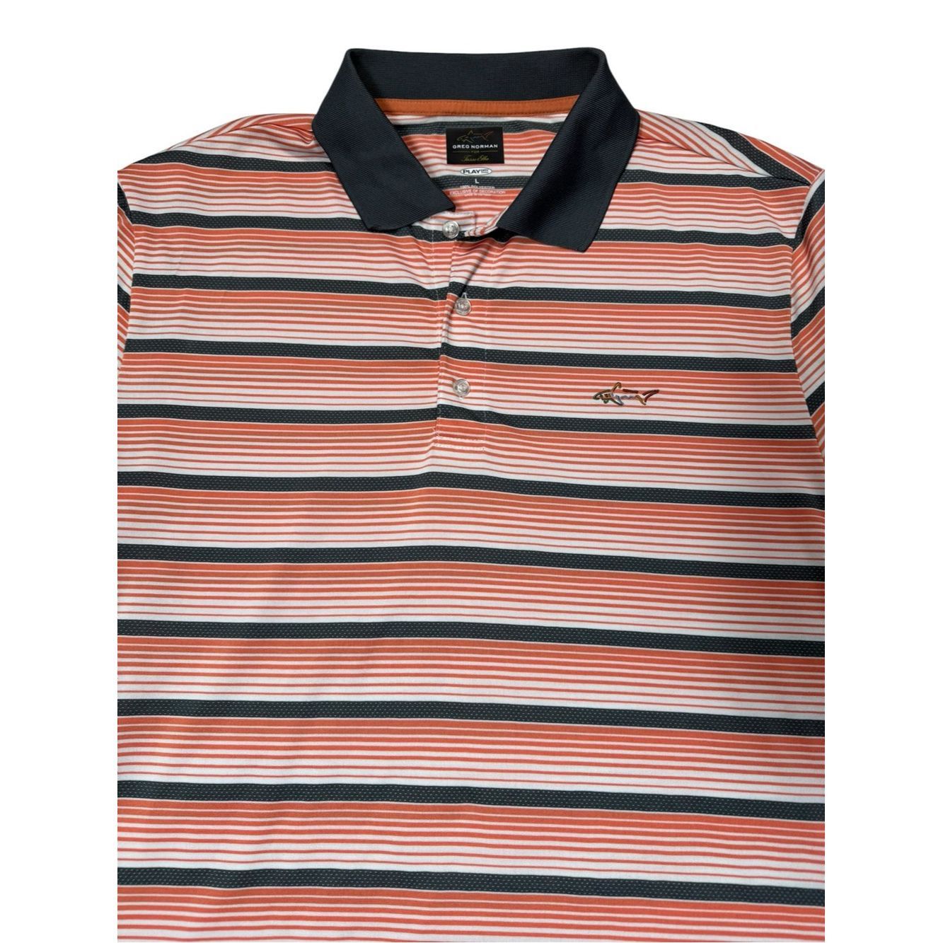 Greg Norman Greg Norman For Tasso Elba Orange Dark Grey Striped Polo Sh Size US L / EU 52-54 / 3 - 5 Thumbnail