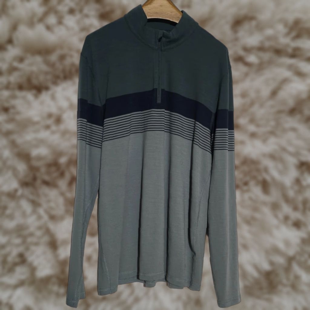 Marine Layer Men’s Midweight Air Quarter Zip Shirt North Atlantic M Striped Knit 1/4 Zip All Seasons Classic Pullover Outdoor Fall Winter Spring Mens