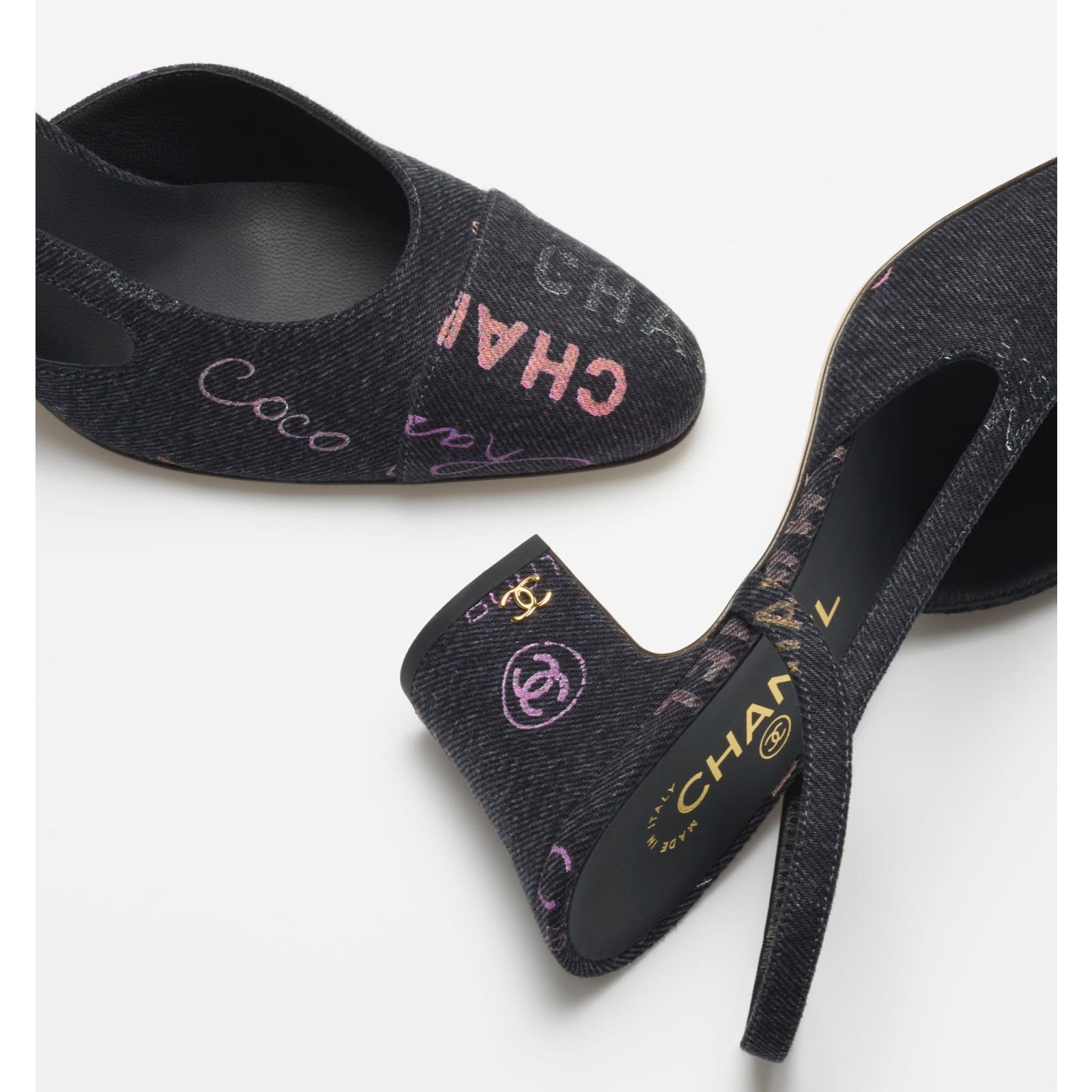 Chanel 22P Mademoiselle Coco Sling Denim Slingback Sandal Heel 36.5 Size US 6.5 / IT 36.5 - 8 Thumbnail