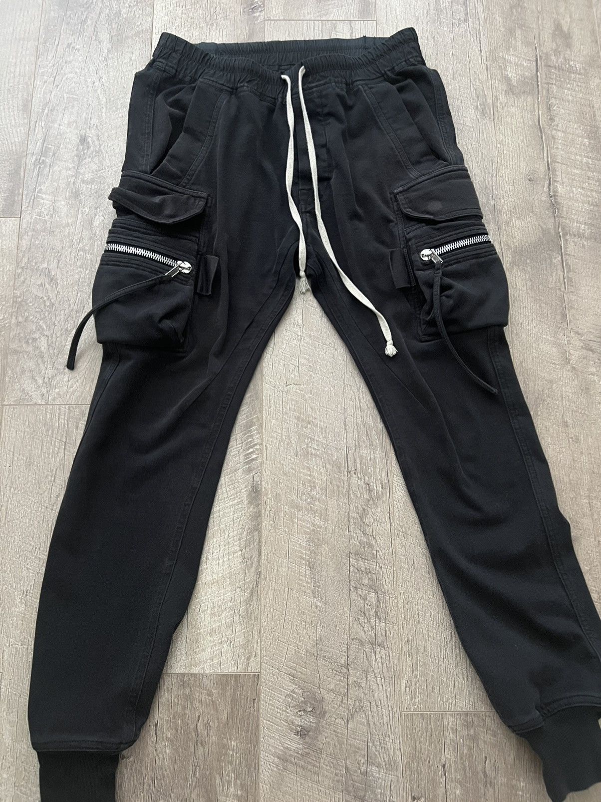 image of Rick Owens Rick Owen Black Cargo Joggers Drawstring, Men's (Size 34)