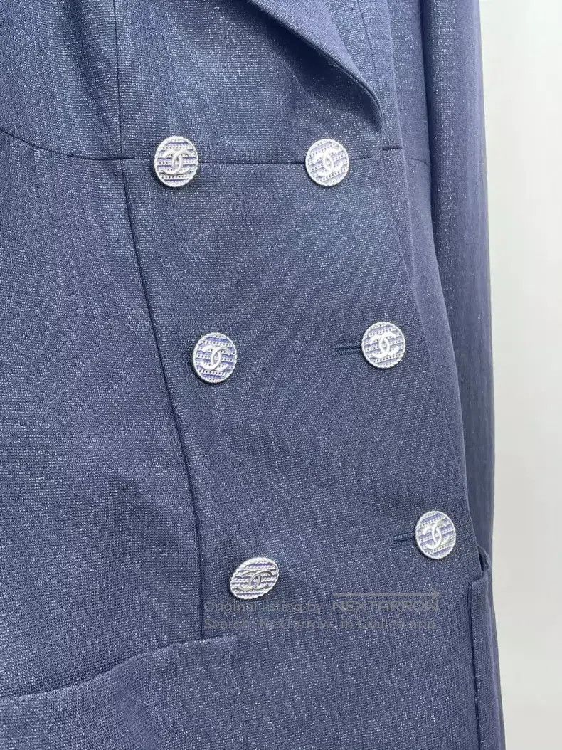 Chanel Chanel Double-breasted fine glitter suit collar long jacke Size XS / US 0-2 / IT 36-38 - 3 Thumbnail