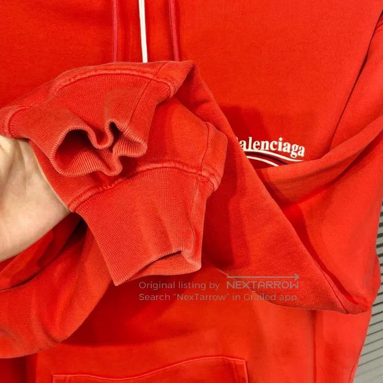 Balenciaga Balenciaga Red Hoodie Sweatshirt with Coca-Cola Wave Print Size US S / EU 44-46 / 1 - 5 Thumbnail
