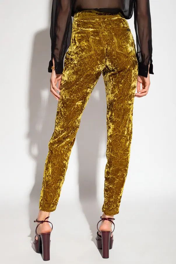 Saint Laurent Paris o1s1wg110924 Leggings in Velvet in Gold Size 28" / US 6 / IT 42 - 4 Thumbnail