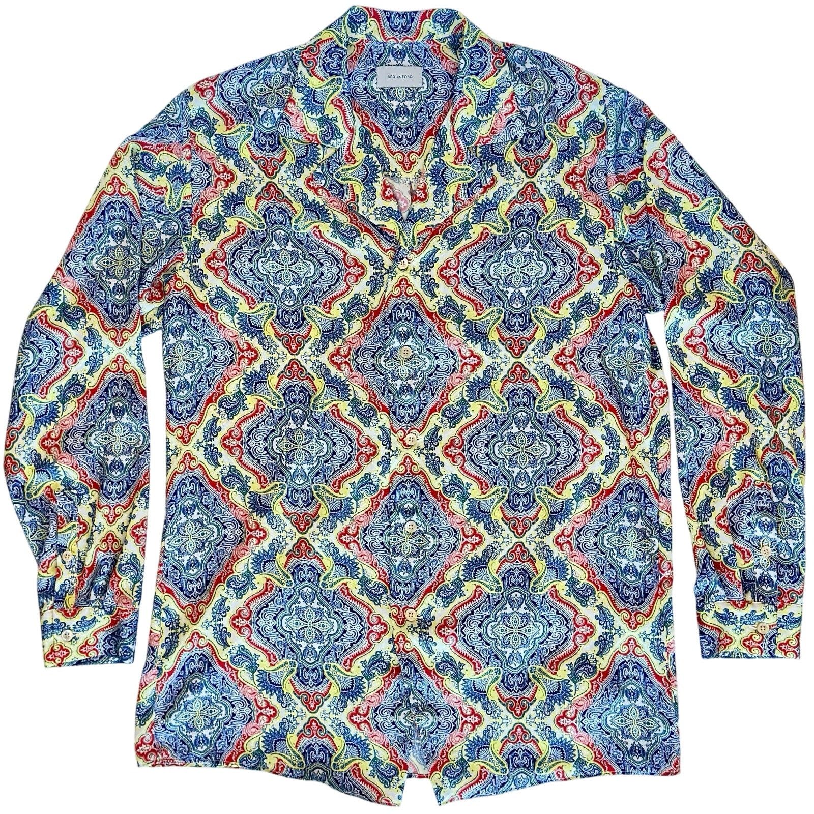 Bed j.w. Ford Bed J.W. Ford Men’s Tricolor Paisley Shirt Size 3 Size US L / EU 52-54 / 3 - 1 Thumbnail