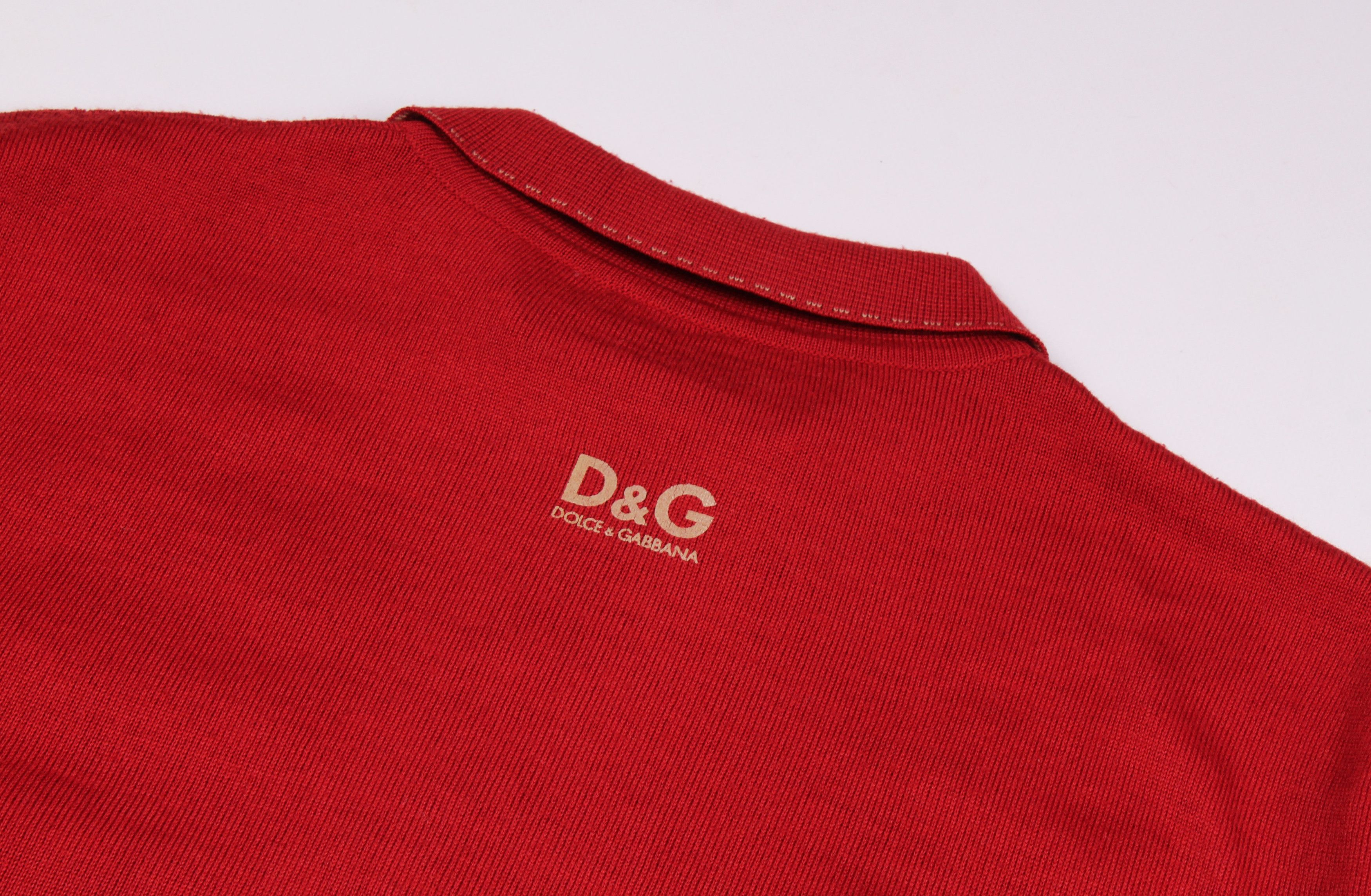 Dolce & Gabbana × Vintage Vintage Dolce & Gabbana Red Wool Collared Sweater Size US M / EU 48-50 / 2 - 10 Thumbnail