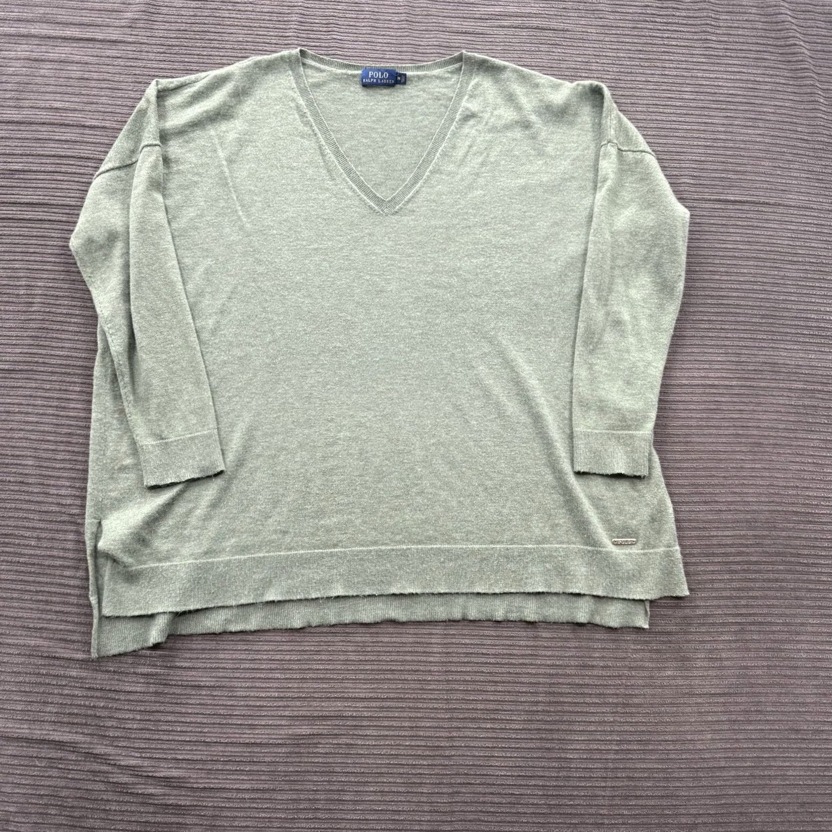 Ralph Lauren Ralph Lauren Polo Sweater Women M Green Viscoe V-Neck Oversized Preppy Logo Embroidered Pullover Shirt Size M / US 6-8 / IT 42-44 - 2 Thumbnail