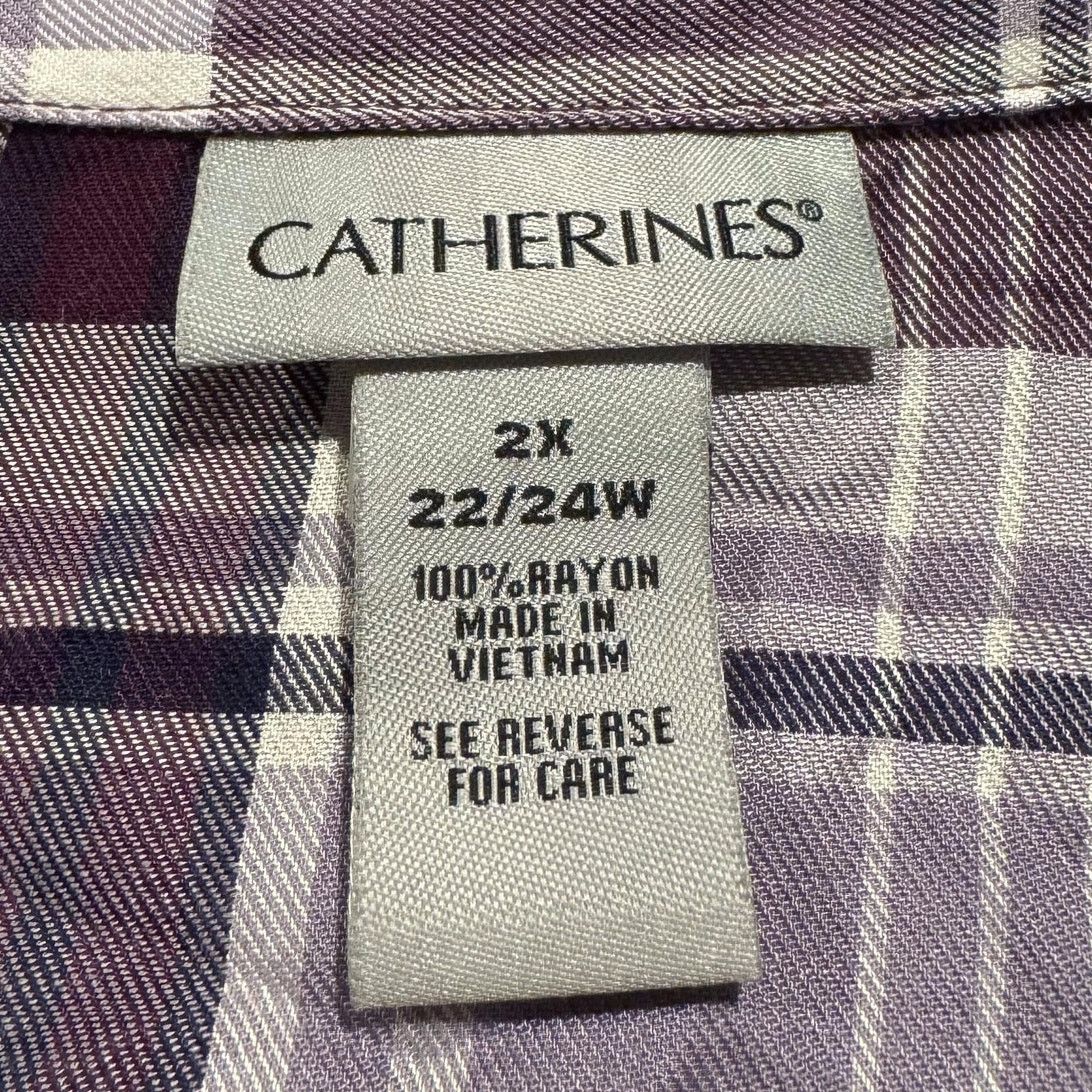 Other Catherines Top Cottage Oversized Y2K Button Plaid Purple 2X Size 3XL / US 20-22 - 3 Thumbnail