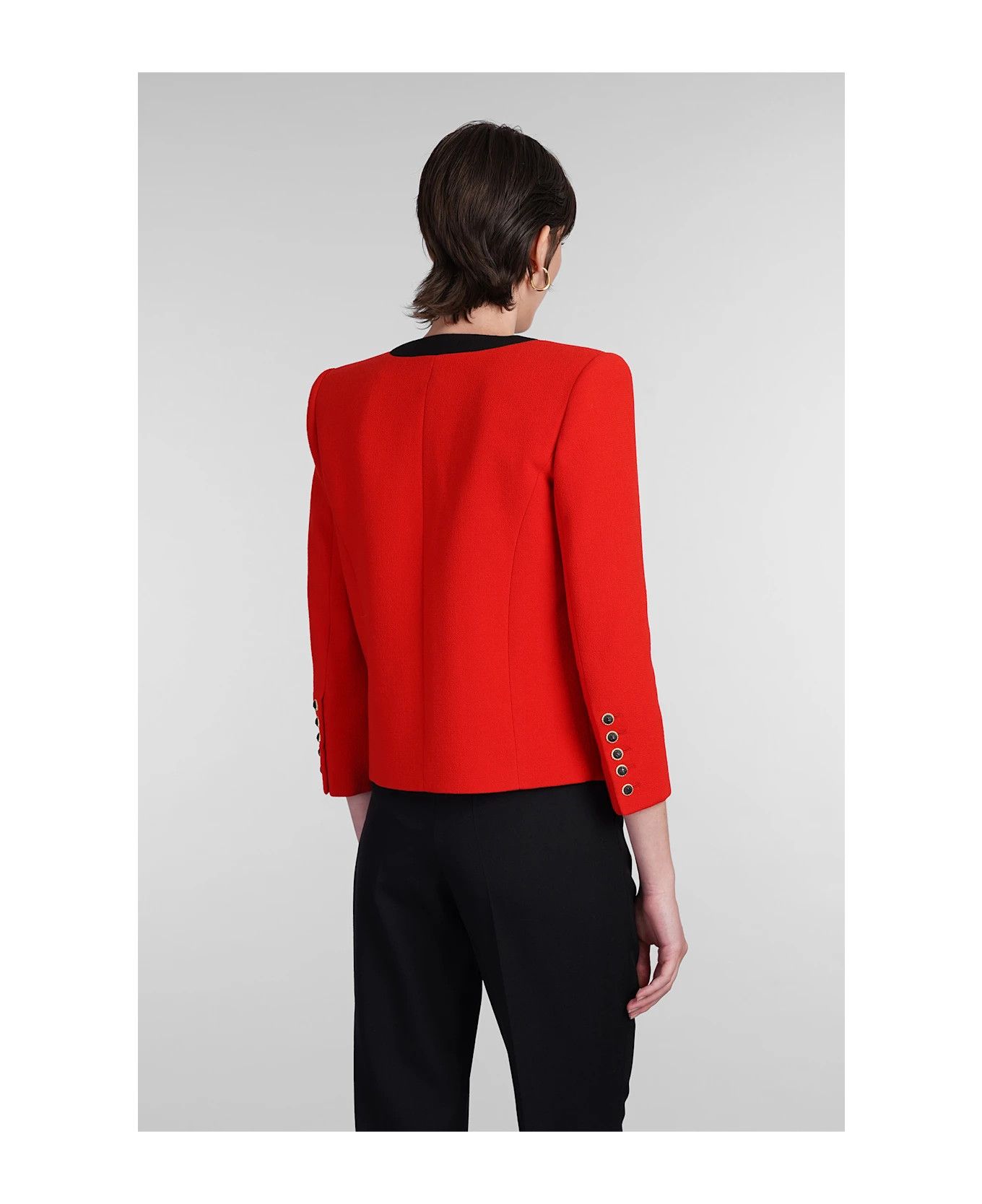 Balmain o1s1wg110825 Four Pocket Wool Jacket in Red/Black Size M / US 6-8 / IT 42-44 - 5 Thumbnail