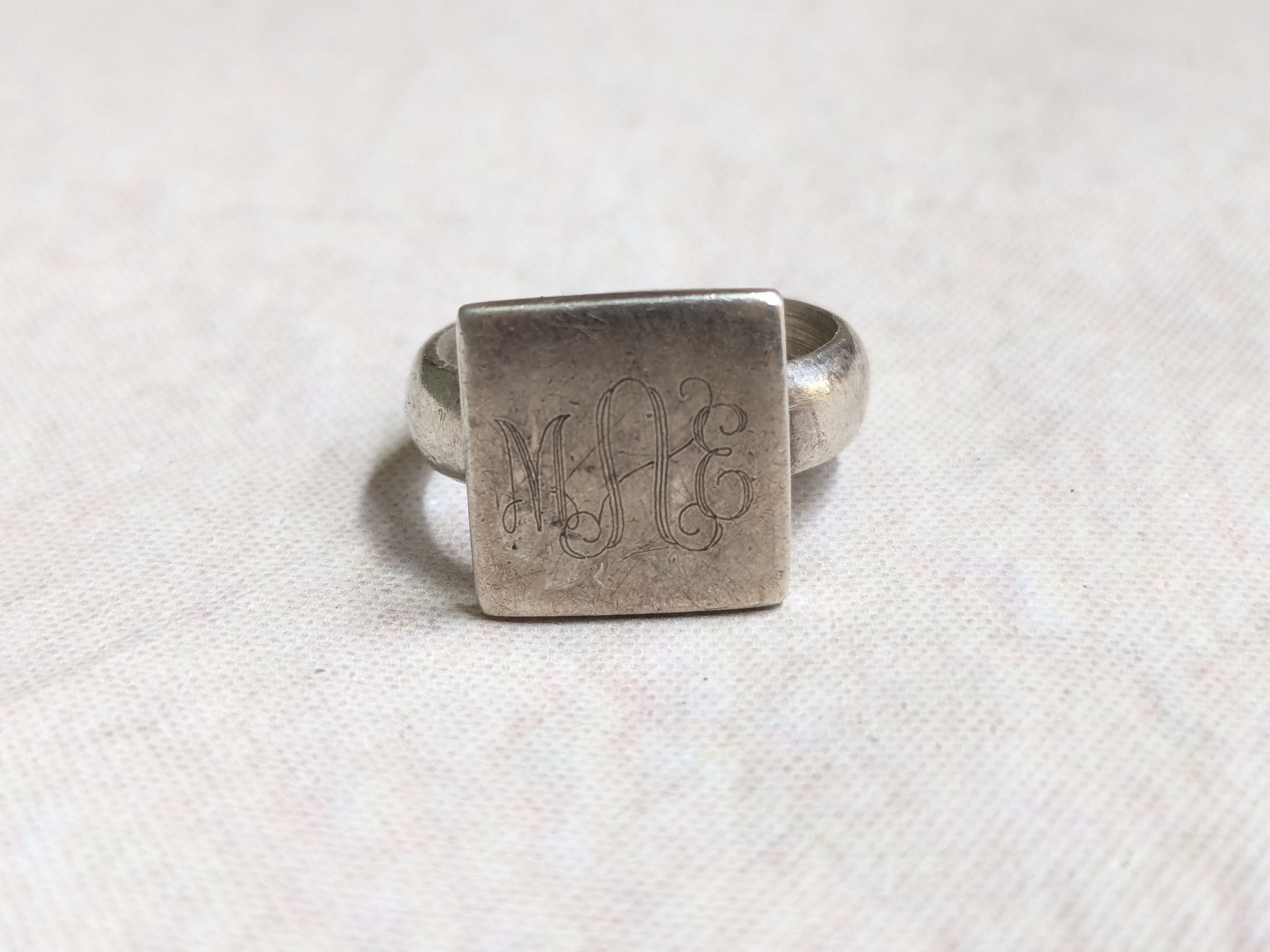 Jewelry Vintage Sterling Silver Signet Ring 7.5 Square Band Size ONE SIZE - 4 Thumbnail