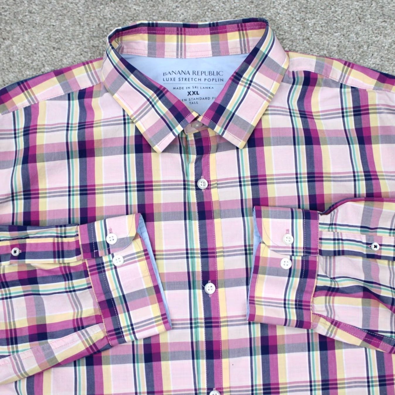 Banana Republic Banana Republic shirt Mens 2XL Luxe Stretch Poplin Camden Regular Button-Up Blue Purple Check Long Sleeve Casual Formal Workwear 2XL Mens Size US XXL / EU 58 / 5 - 2 Thumbnail