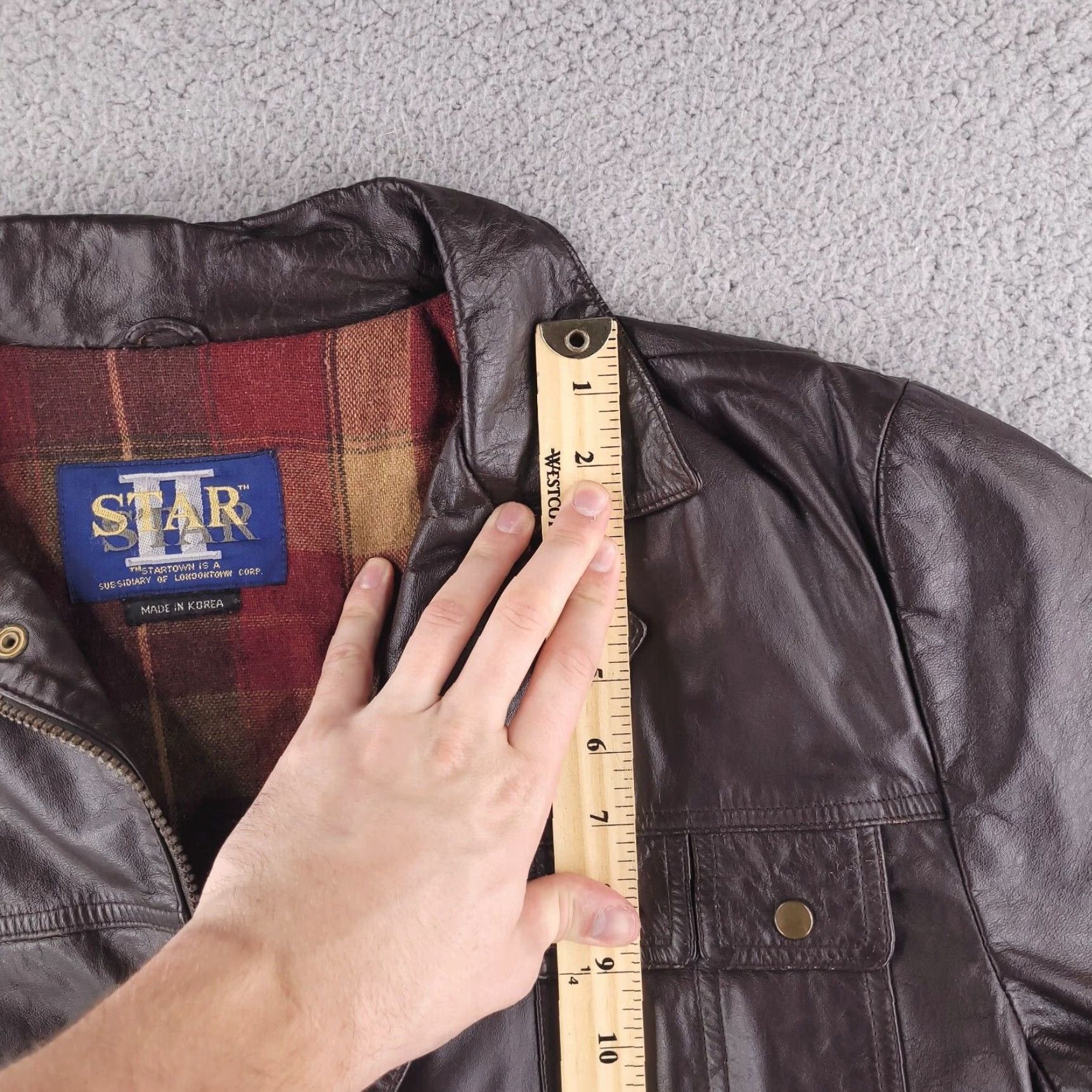 Vintage VINTAGE Star Leather jacket Mens Large Brown Real Genuine Flannel Lined Wetsern Size US L / EU 52-54 / 3 - 7 Thumbnail