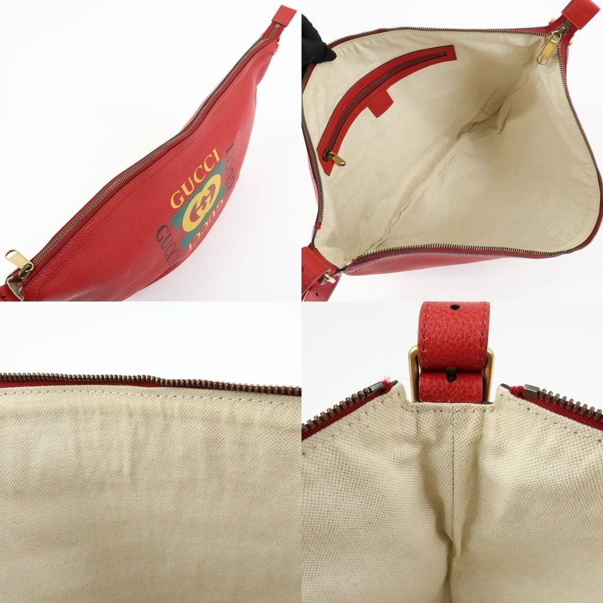 Gucci Gucci Logo Sherry Half Moon Calfskin Shoulder Bag Red Size ONE SIZE - 7 Thumbnail