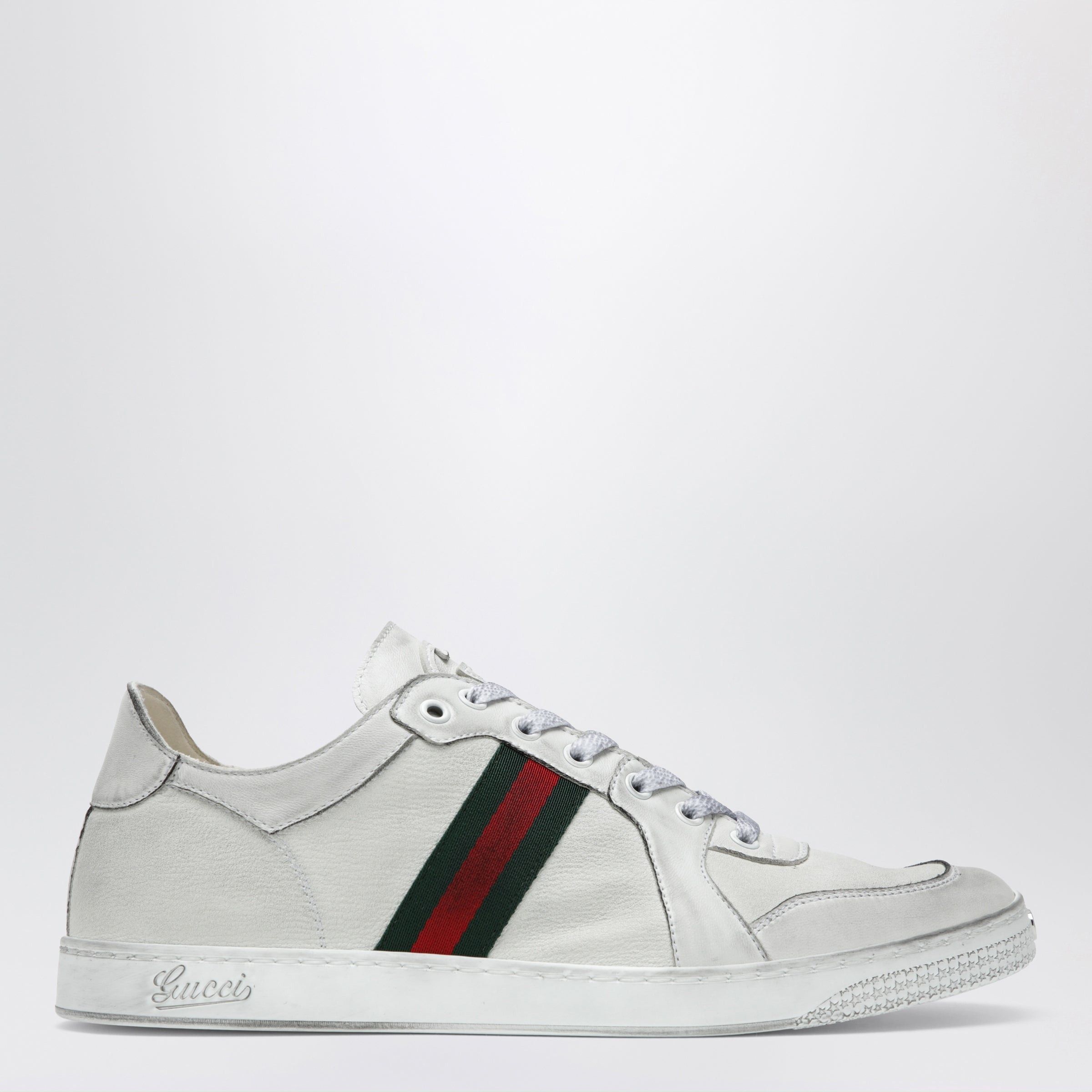 Gucci Gucci Stretch Sneakers In White Leather With Worn Effect Size US 12 / EU 45 - 1 Thumbnail