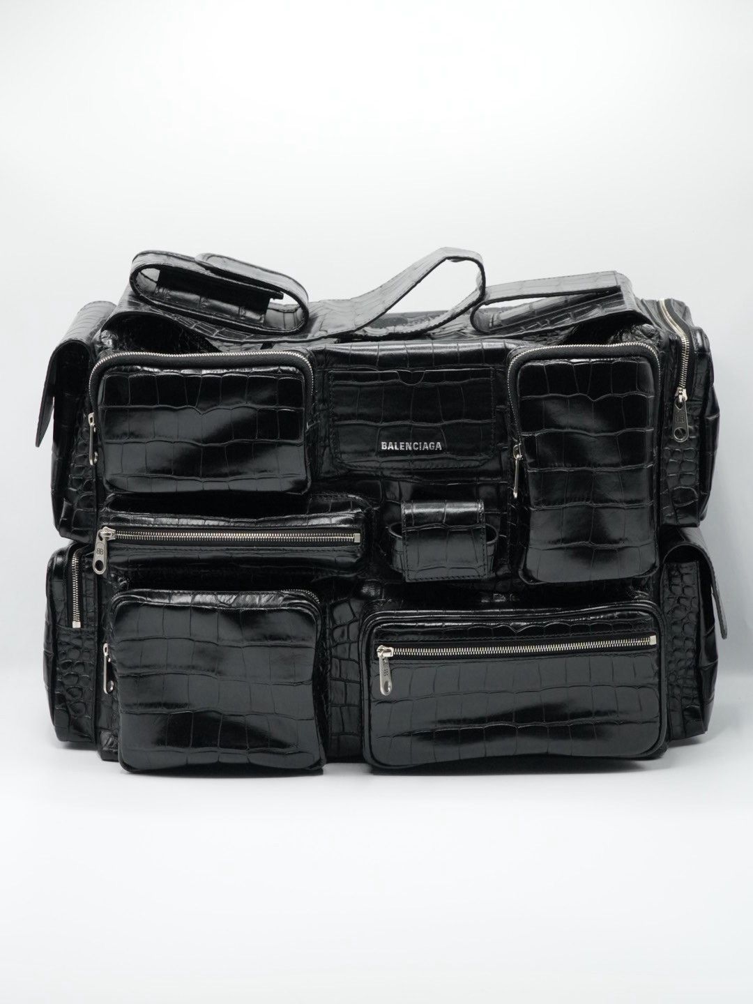 Balenciaga Balenciaga Black Croc Embossed Big Superbusy Sling Bag Size ONE SIZE - 2 Thumbnail