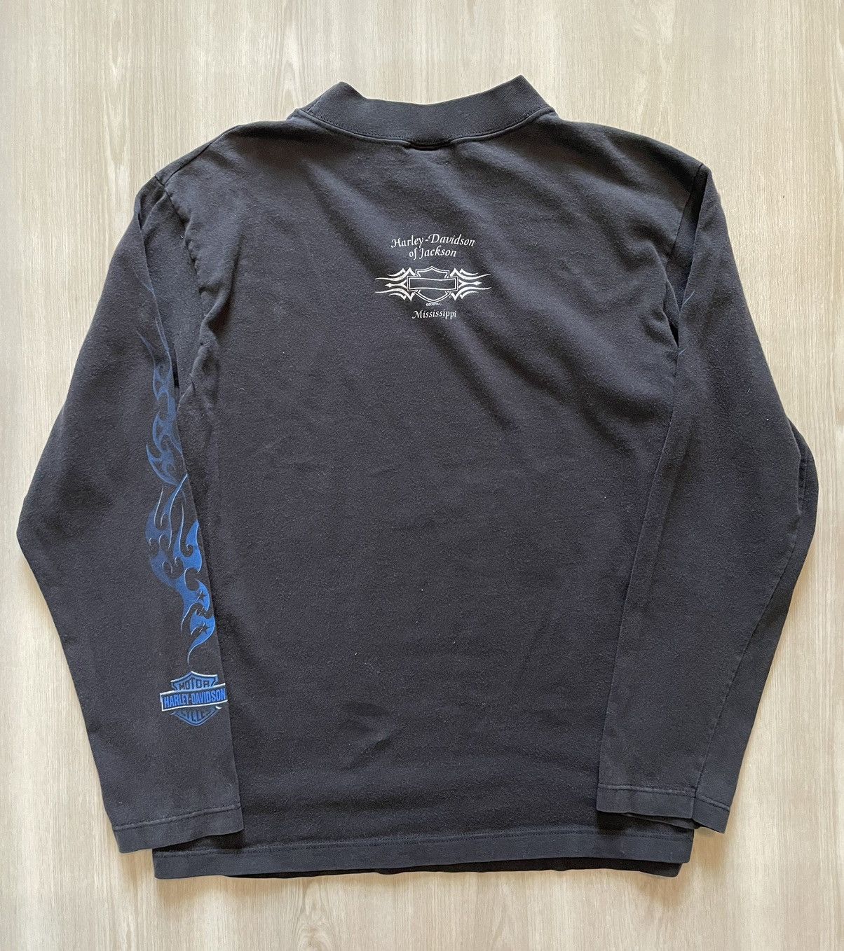 Harley Davidson × Vintage Vintage 90s Harley Davidson Eagle Blue Flames Medium Size US S / EU 44-46 / 1 - 4 Thumbnail