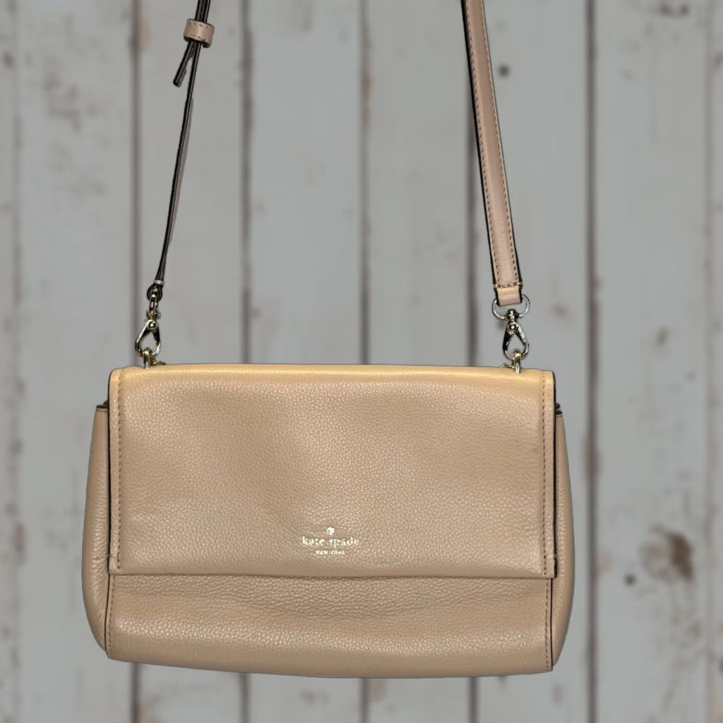 Kate Spade Purse Handbag Crossbody Pink Leather Double Strap Chain Link Handle Medium Women Bag