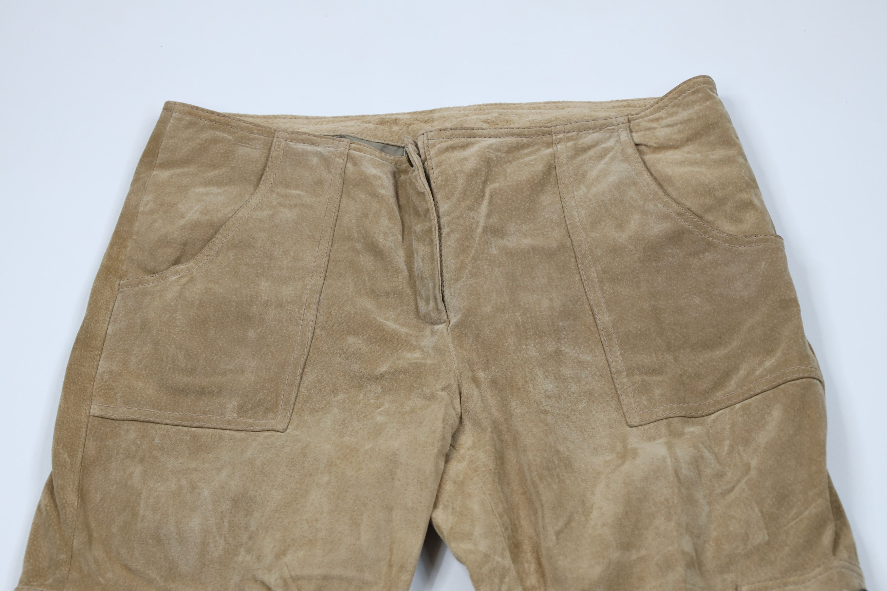 Vintage Vintage 90s Streetwear Wide Leg Suede Leather Cargo Pants Size 36" / US 14 / IT 50 - 2 Thumbnail