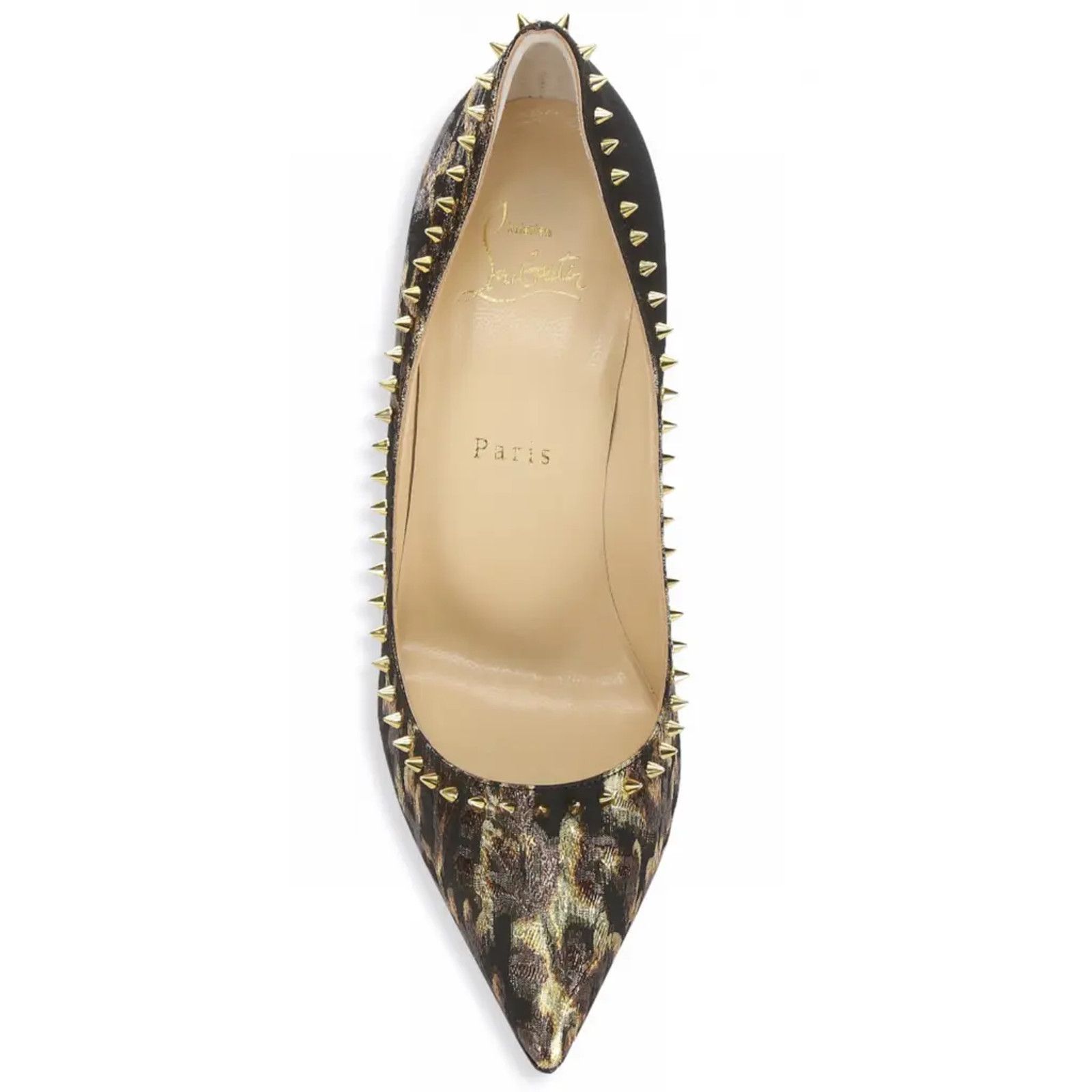 Christian Louboutin Christian Louboutin Anjalina 100 Lurex Tresor Black Gold Size US 7 / IT 37 - 6 Thumbnail