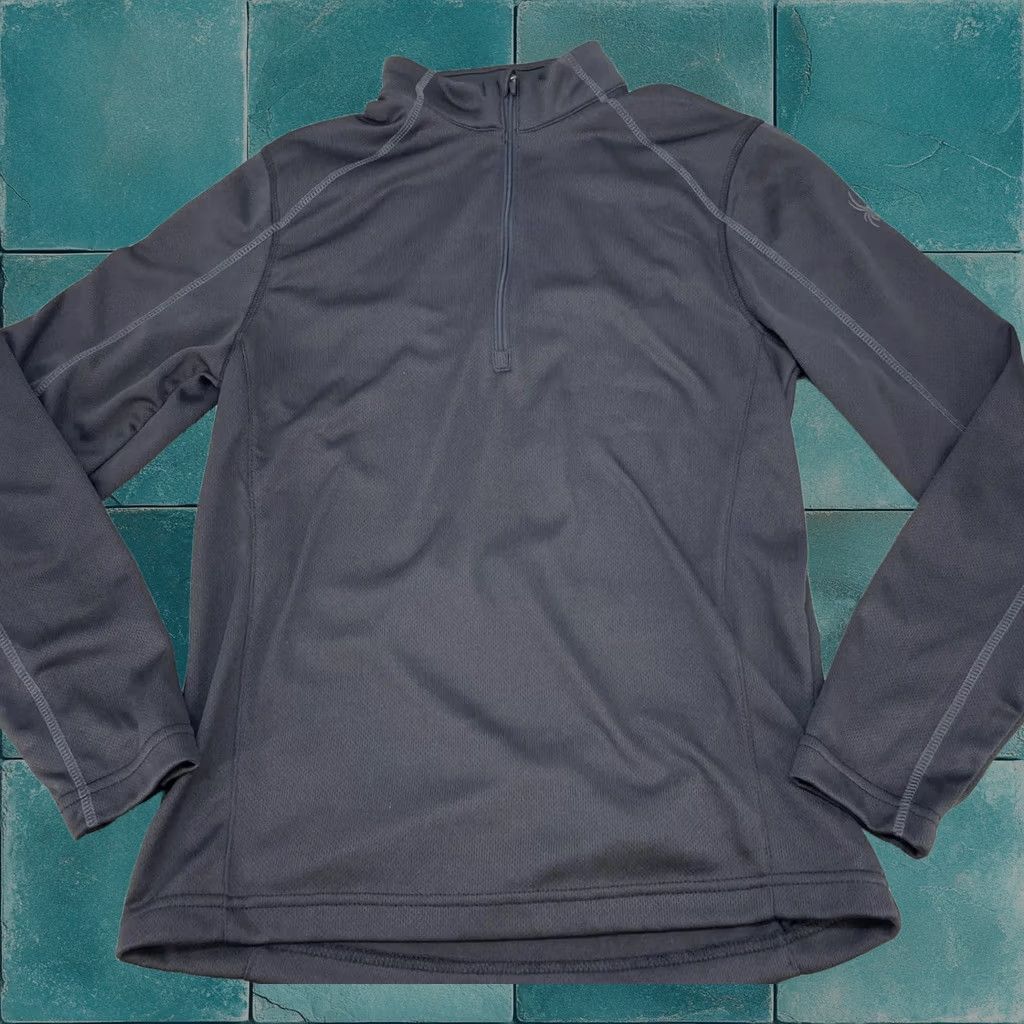 Spyder Pullover Shirt Mens Small Black 1/4 Zip Long Sleeve Ski Hiking Mock Neck, Men's