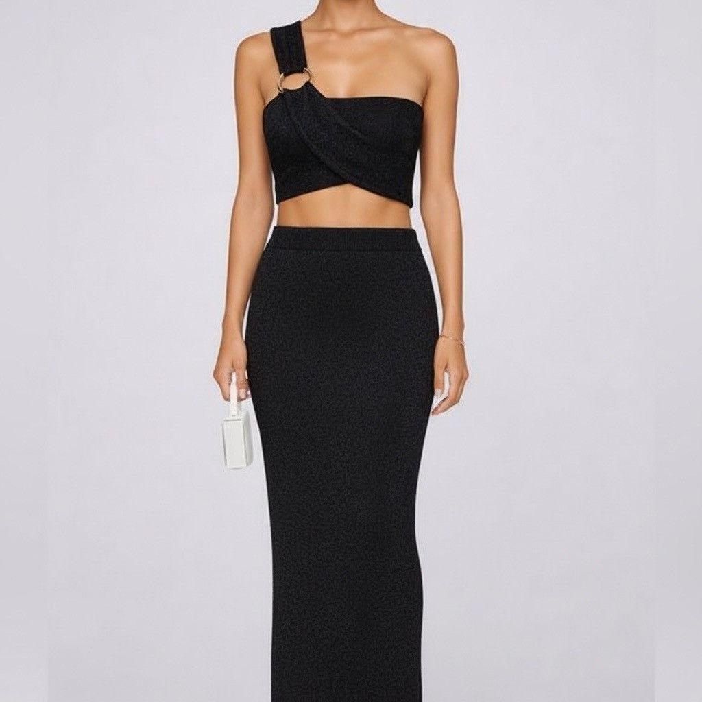 Diane von Furstenberg House of Harlow 1960 Black Metallic Knit Lurex Crop Top, Bla Size M / US 6-8 / IT 42-44 - 1 Thumbnail