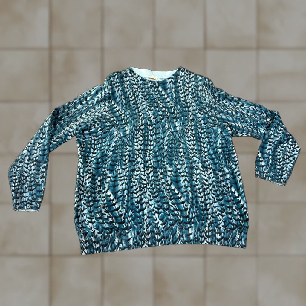 Talbots Talbots Sweater Womens L Blue Knit Long Sleeve Crew Neck Lightweight Geometric Pullover Regular Stretch Case: Casual Size L / US 10 / IT 46 - 1 Thumbnail