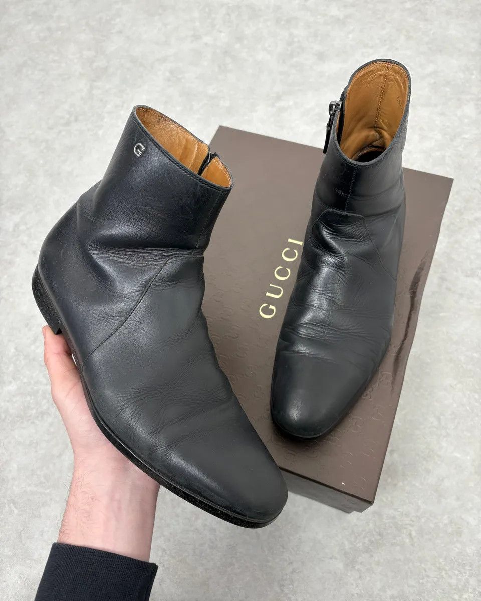 Gucci 2000s Gucci Black Minimalist Leather Boots Size US 8 / EU 41 - 1 Thumbnail