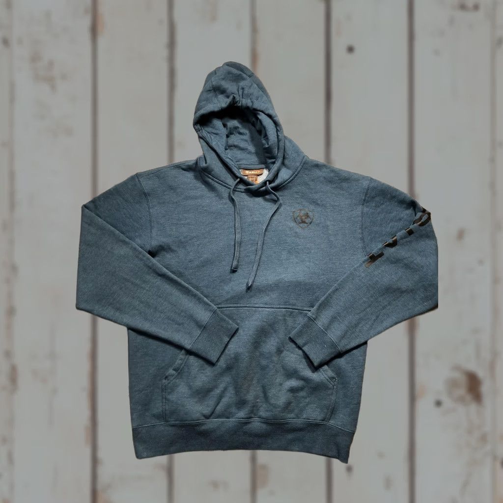 Ariat Ariat Hoodie Sweatshirt Mens M Blue Heather Fleece Lined Logo Sleeve Graphic Print Size US M / EU 48-50 / 2 - 1 Thumbnail