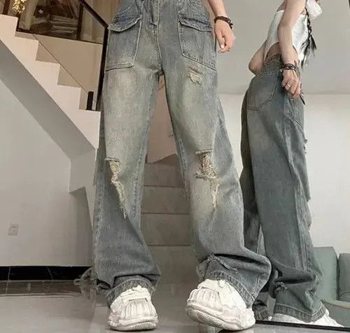 Japanese Brand High street washed yellow mud ripped jeans for women Size 25" / US 0 / IT 36 - 4 Thumbnail
