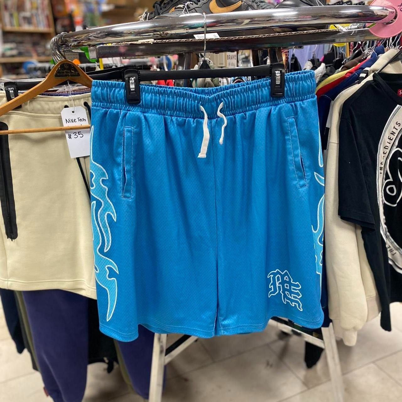 Mixed Emotion Blue Flame Mesh Shorts