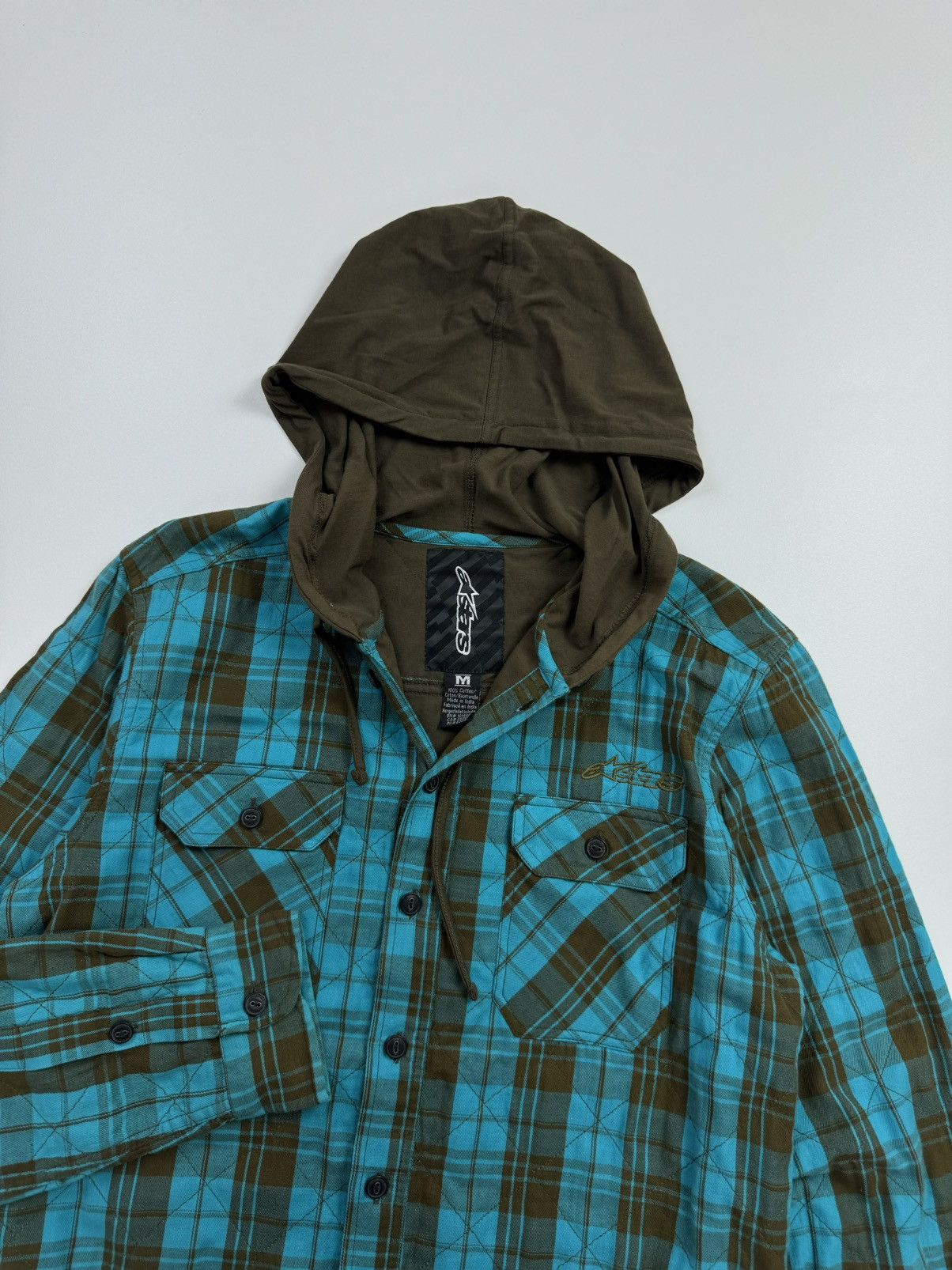 Other Astars plaid quilt shirt with hoodie motorcross Mens size M Size US M / EU 48-50 / 2 - 2 Thumbnail
