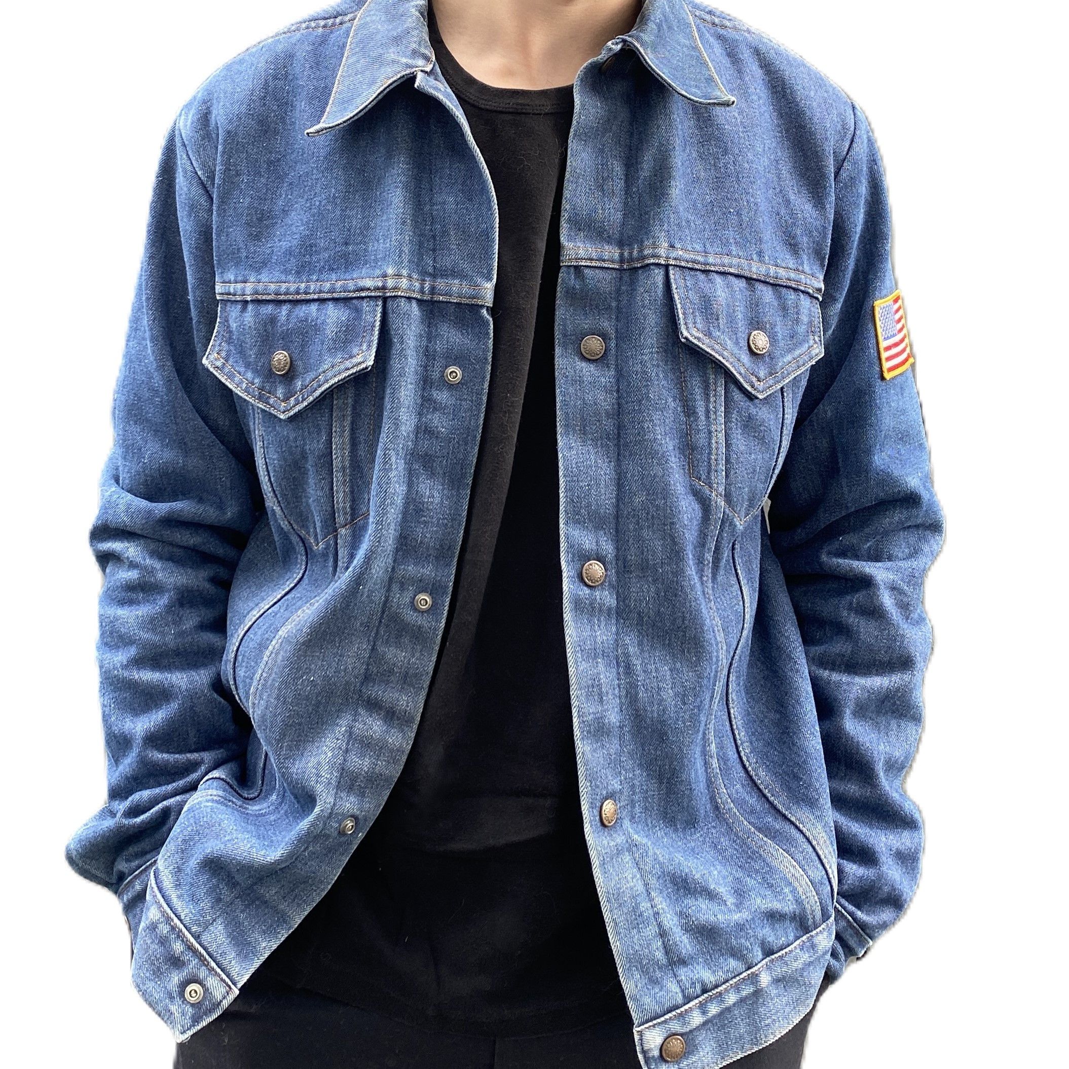 Vintage Vintage 70s Patched Denim Trucker Jacket Quilted Lined Size US L / EU 52-54 / 3 - 5 Thumbnail