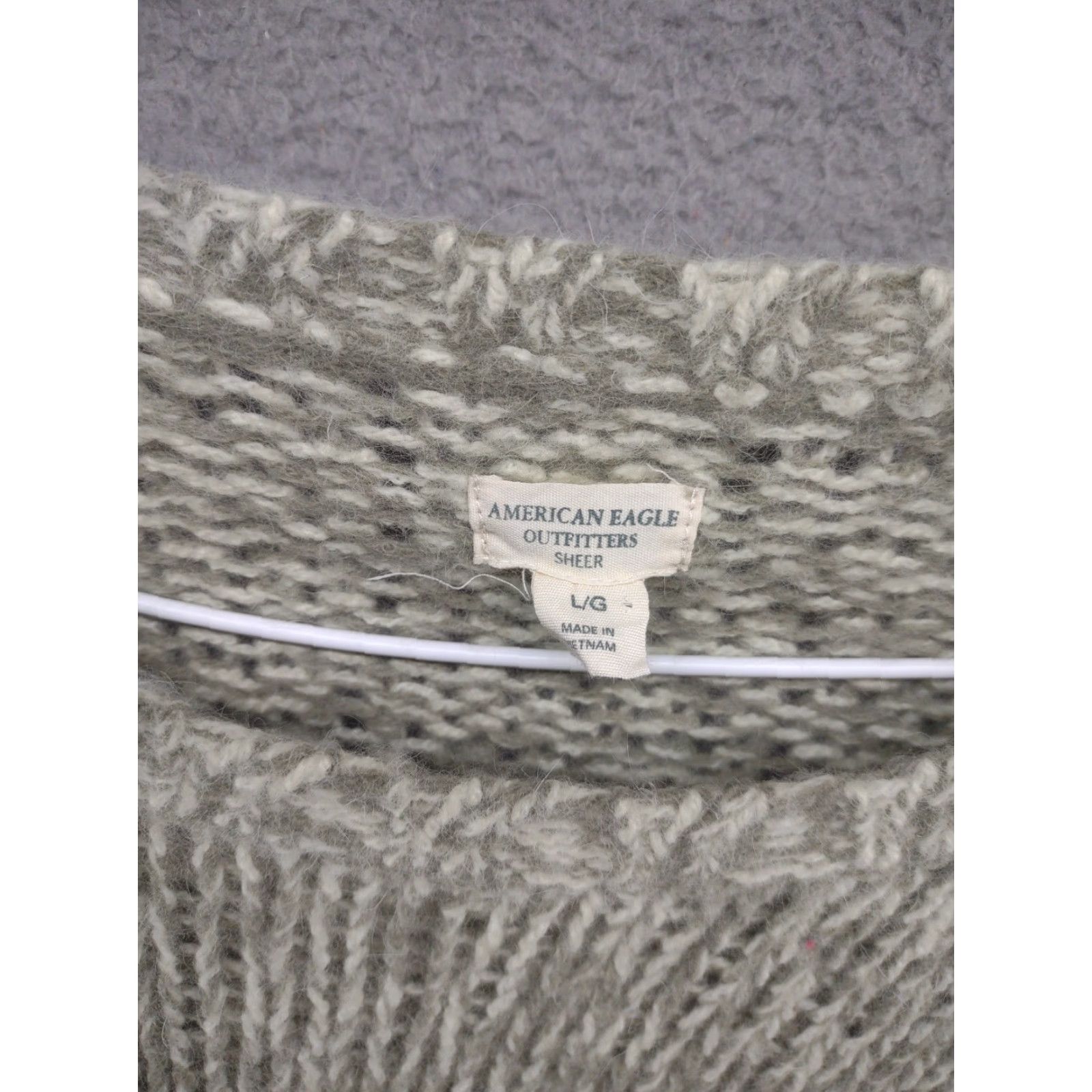 American Eagle Outfitters VINTAGE American Eagle Outfitters Green Rabbit Wool Hair Blend Knit Sweater Shirt Women L Crew Neck Sheer Pullover Size L / US 10 / IT 46 - 2 Thumbnail