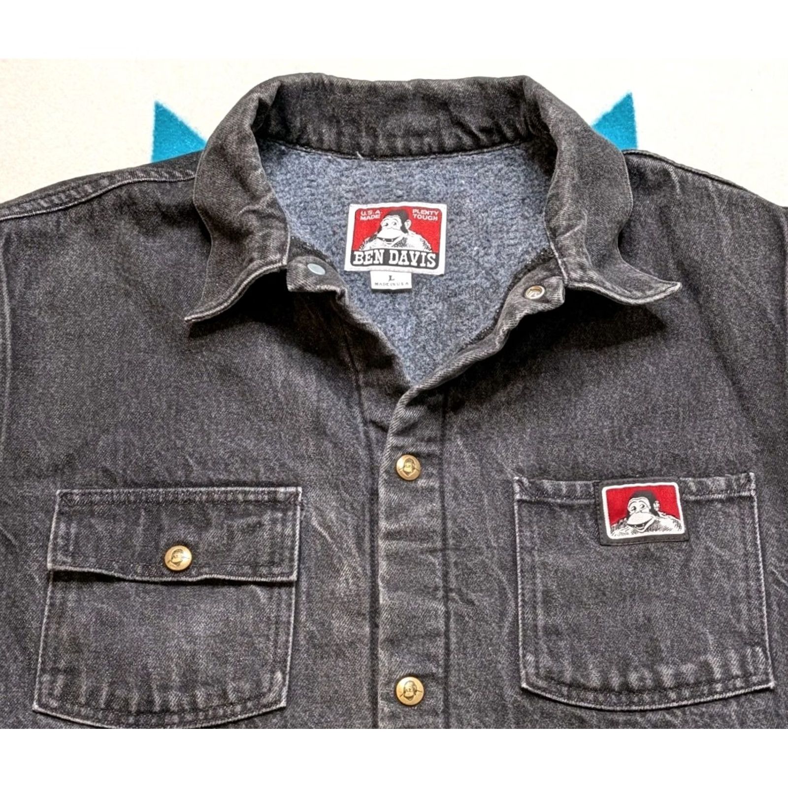Ben Davis VINTAGE Ben Davis Jacket Blanket Lined Denim USA Chore Faded Black Large Mens Jacket/Coat Size US L / EU 52-54 / 3 - 2 Thumbnail