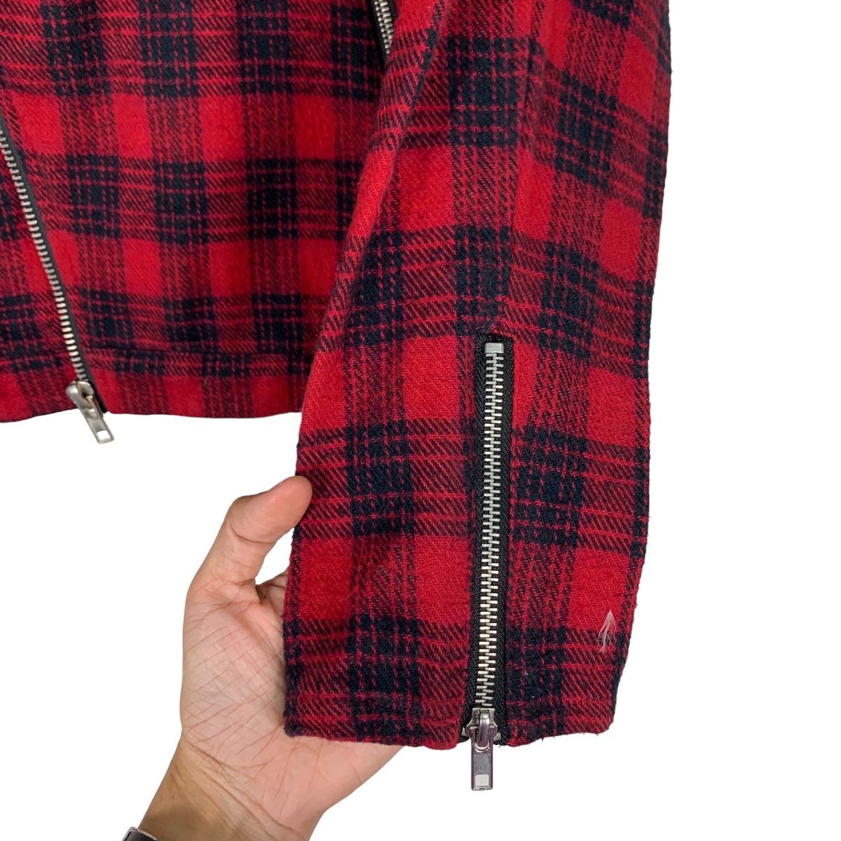 Japanese Brand SM SHADU Asymmetrical Zipper Double Collar Jacket #0937-C42 Size US M / EU 48-50 / 2 - 13 Thumbnail