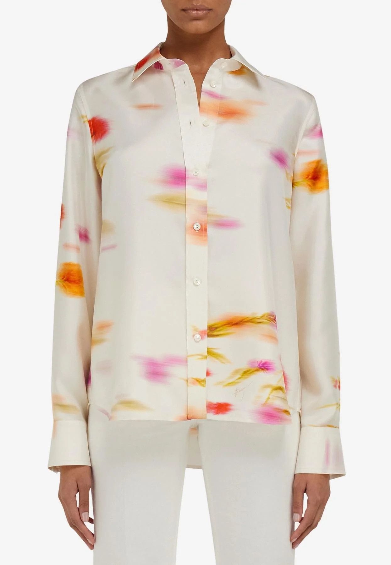 Salvatore Ferragamo o1s1rm0426 Blossom-print Long-sleeve Shirt in Multicolor Size L / US 10 / IT 46 - 2 Thumbnail