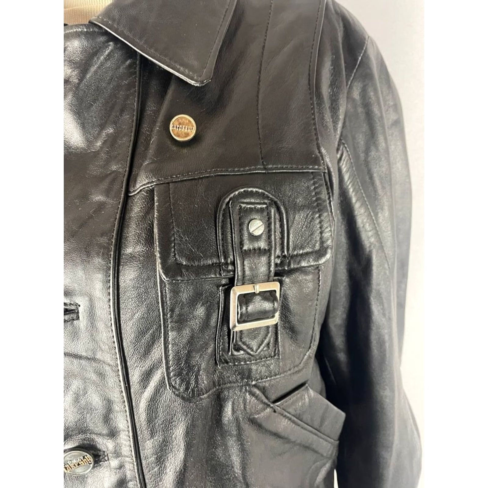 Vera Pelle VINTAGE Vera Pelle Leather Jacket Womens M Black Long Sleeve Zipper Full Zip Jacket` Size M / US 6-8 / IT 42-44 - 6 Thumbnail