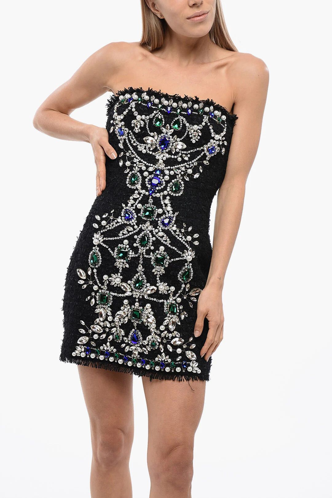 Balmain og1mm0326 Mini Bustier Dress in Black Size XS / US 0-2 / IT 36-38 - 4 Thumbnail