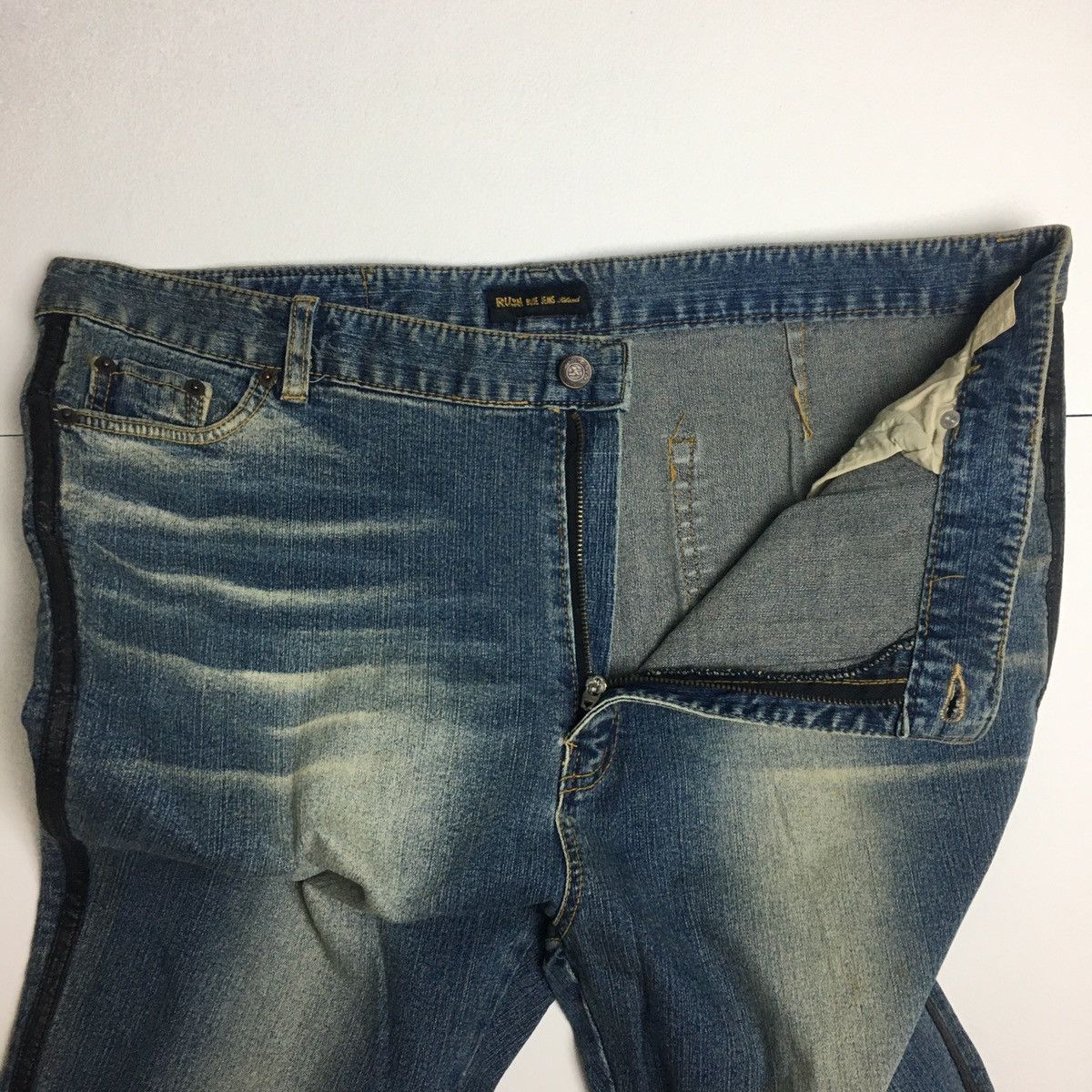 Vintage Super Flare RUSH BLUE JEANS Size US 38 / EU 54 - 6 Thumbnail