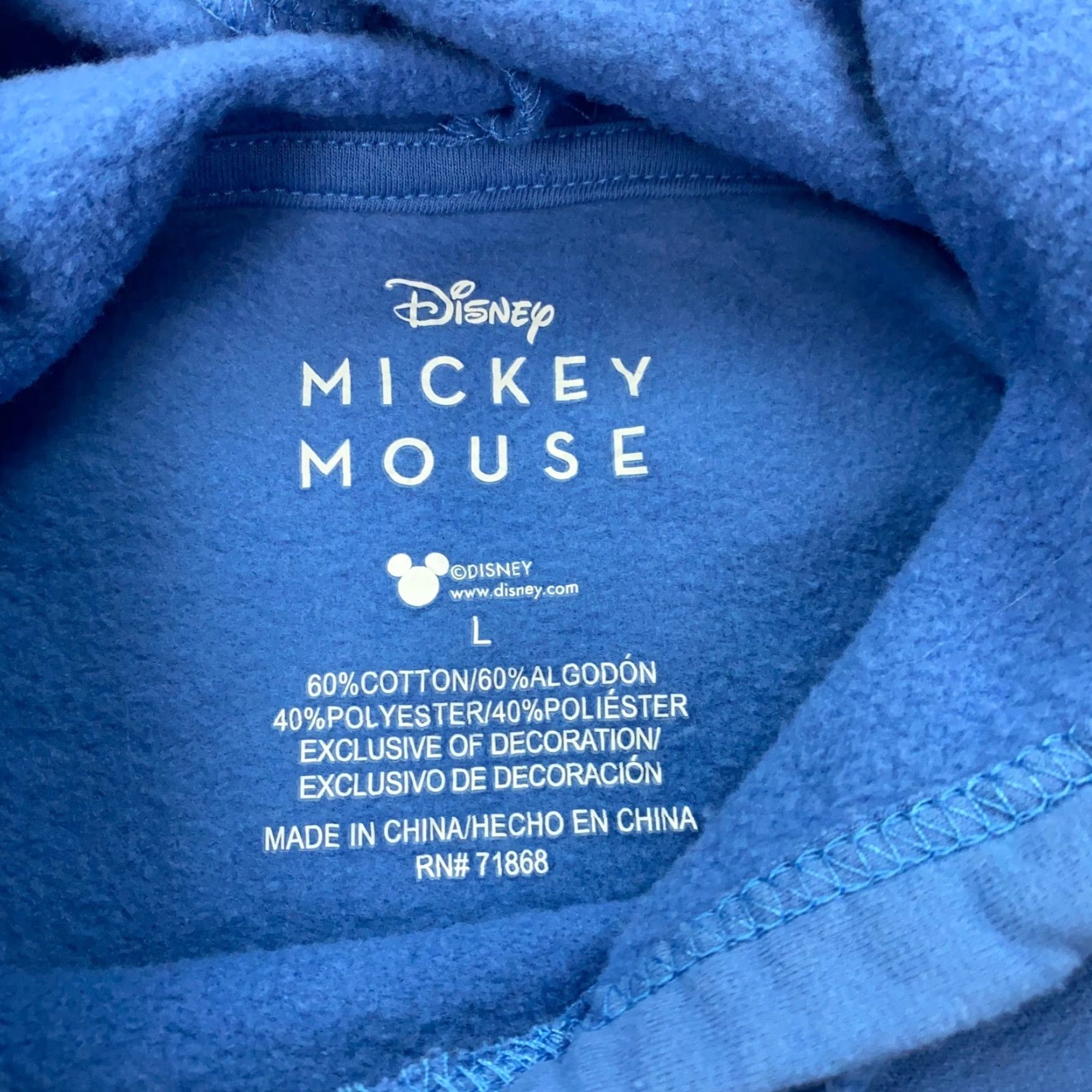 Disney Disney Mickey Mouse Hoodie Sweatshirt Womens Large Blue Hooded Size L / US 10 / IT 46 - 7 Thumbnail