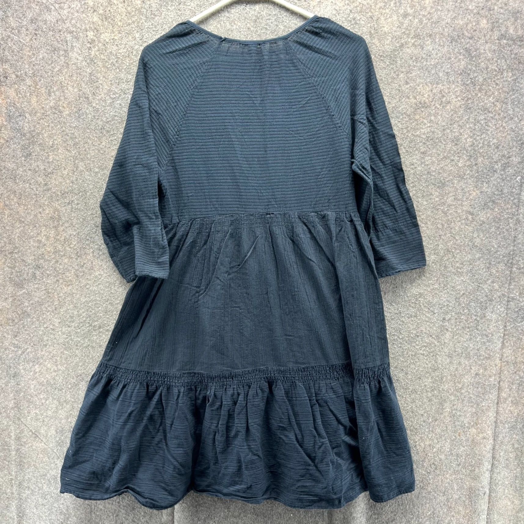 James Perse James Perse Dress Women 0 Blue Italy Cotton V Neck Striped Collage Stripe Shirting A lin Size XS / US 0-2 / IT 36-38 - 2 Thumbnail