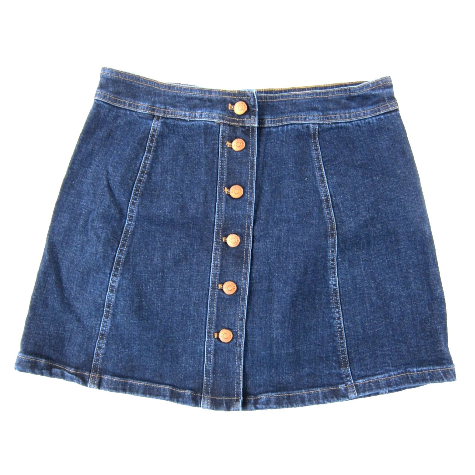 Madewell Madewell Denim Skirt Women 6 A-Line Dark Wash Cotton Denim Button Short Blue 6 Women Skirt Size 28" / US 6 / IT 42 - 2 Thumbnail